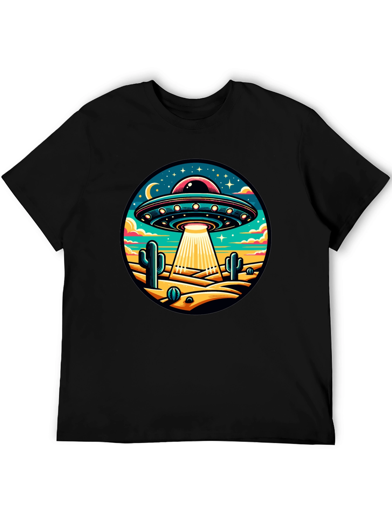 UFO Desert Black T-Shirt - Sci-Fi Style
