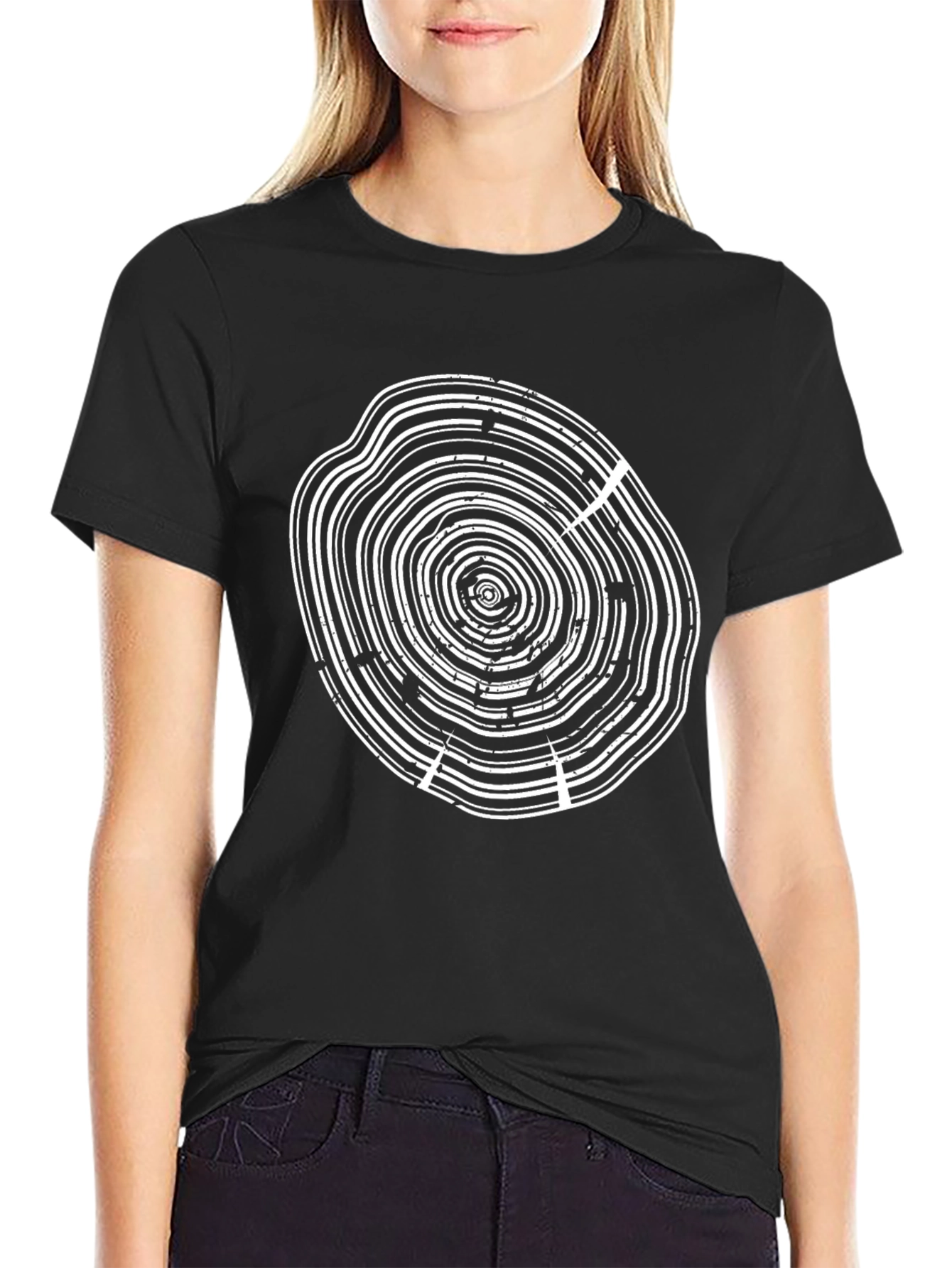 Tree Ring Graphic Black T-Shirt