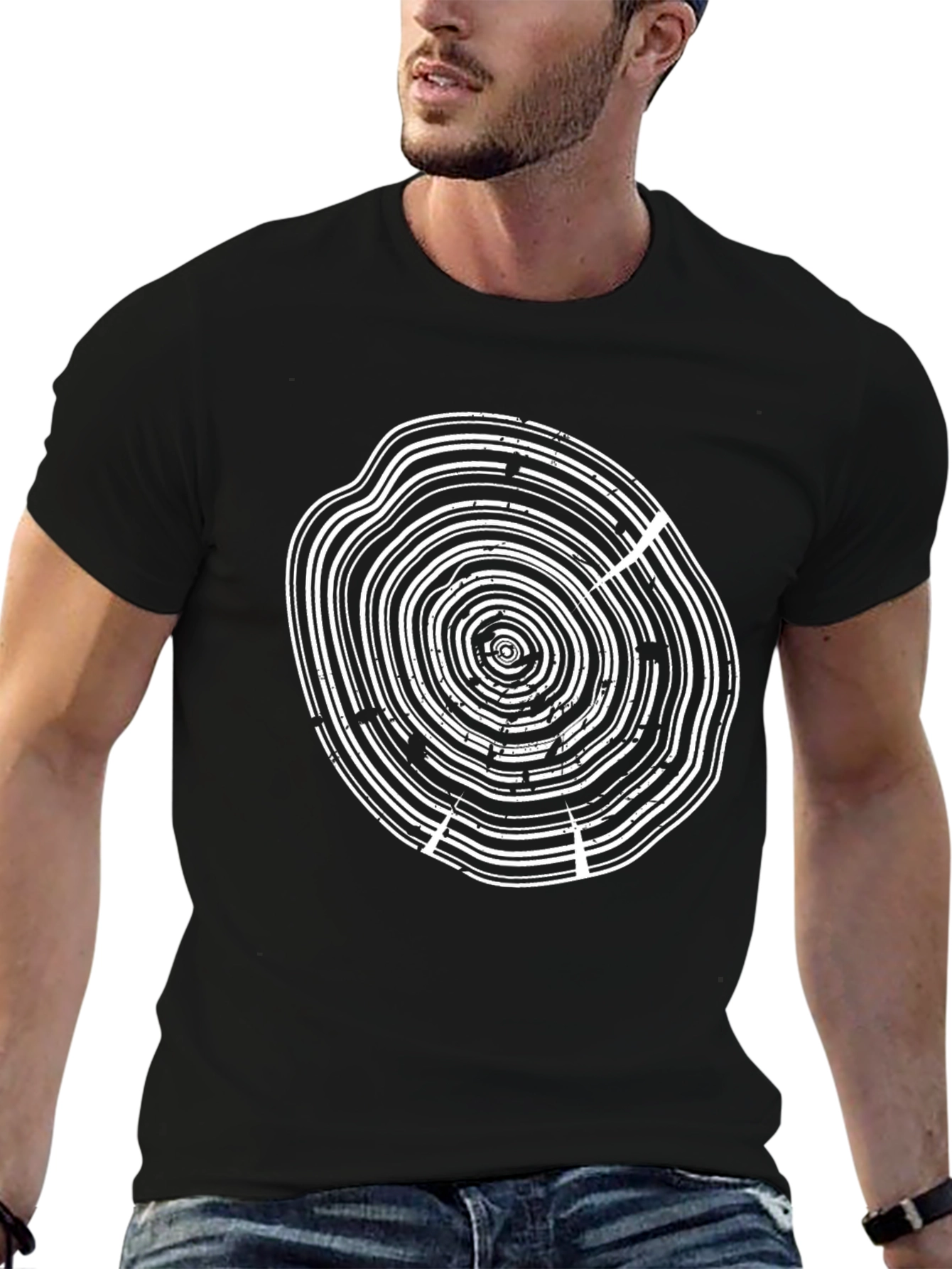 Tree Ring Graphic Black T-Shirt