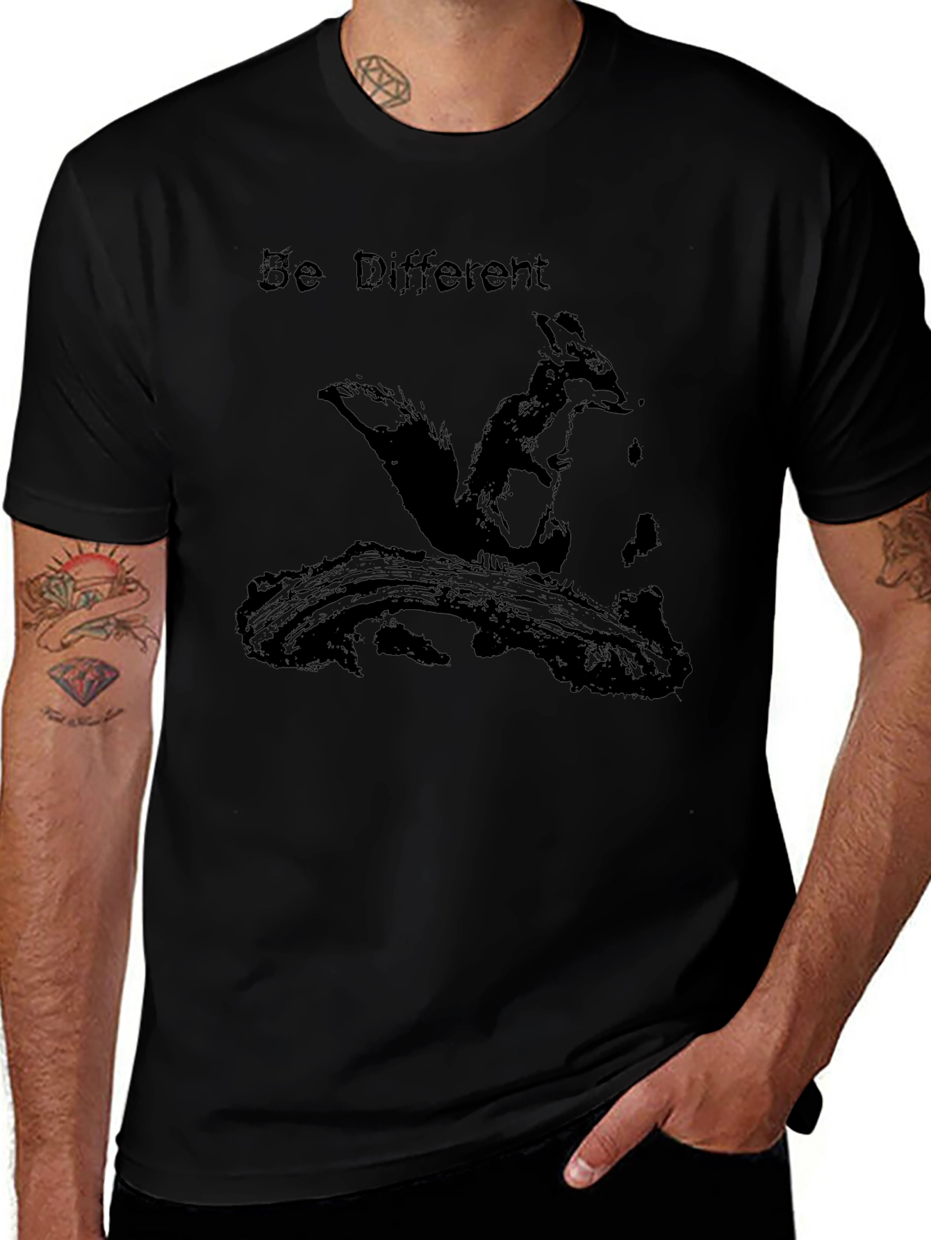 Be Different Squirrel Graphic Black T-Shirt