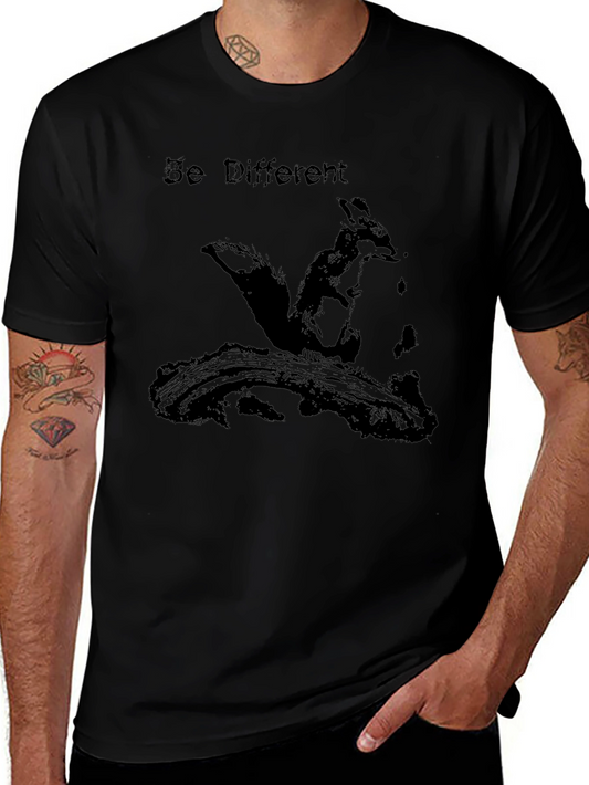 Be Different Squirrel Graphic Black T-Shirt