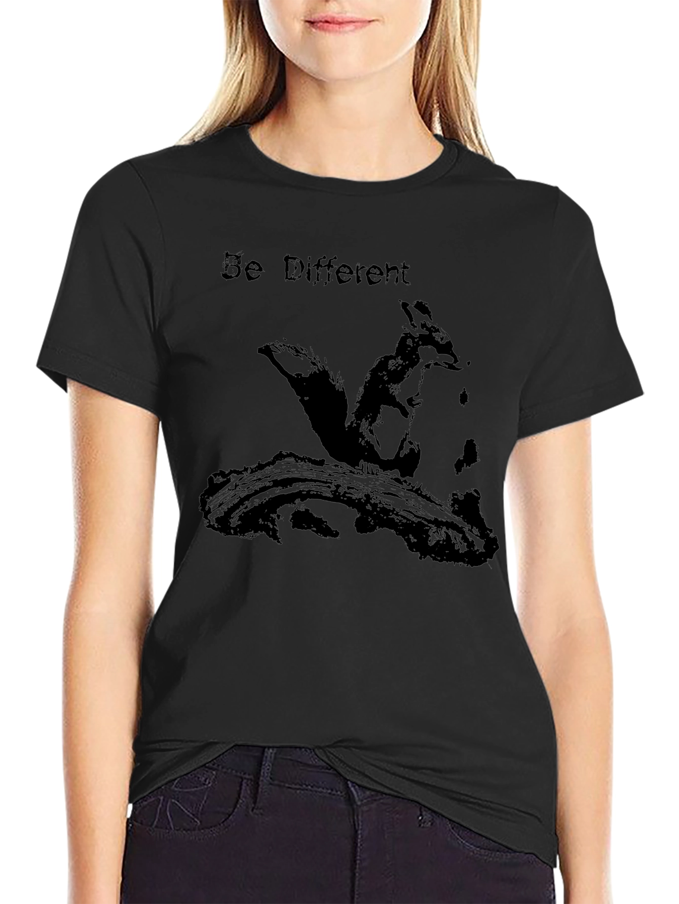 Be Different Squirrel Graphic Black T-Shirt