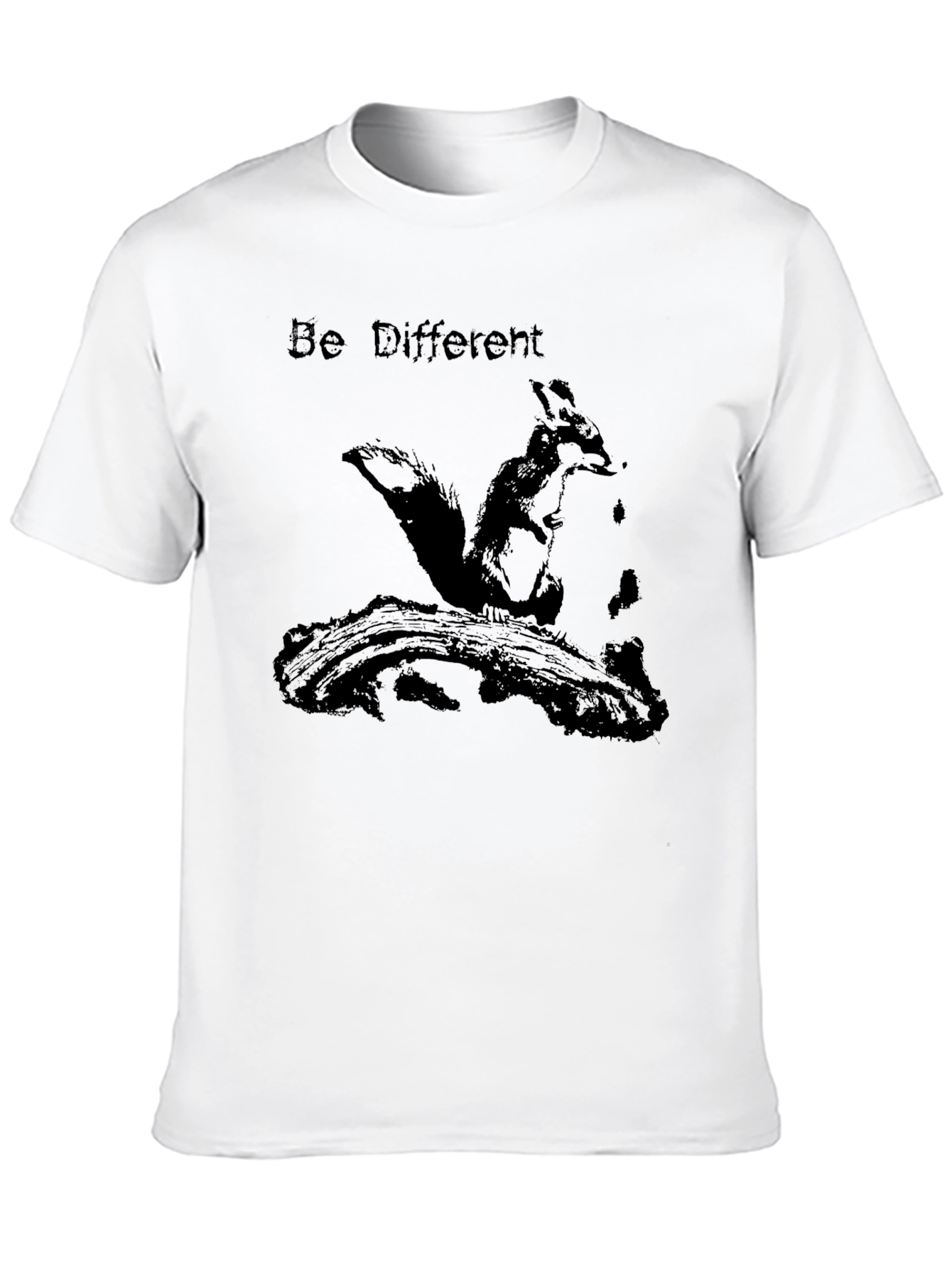 Be Different Squirrel Graphic Black T-Shirt