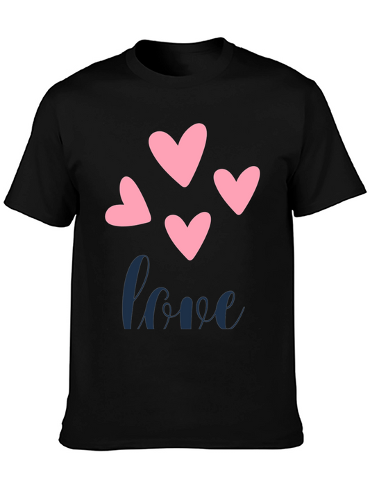 Love Hearts Graphic Tee - Stylish Mens Black T-Shirt