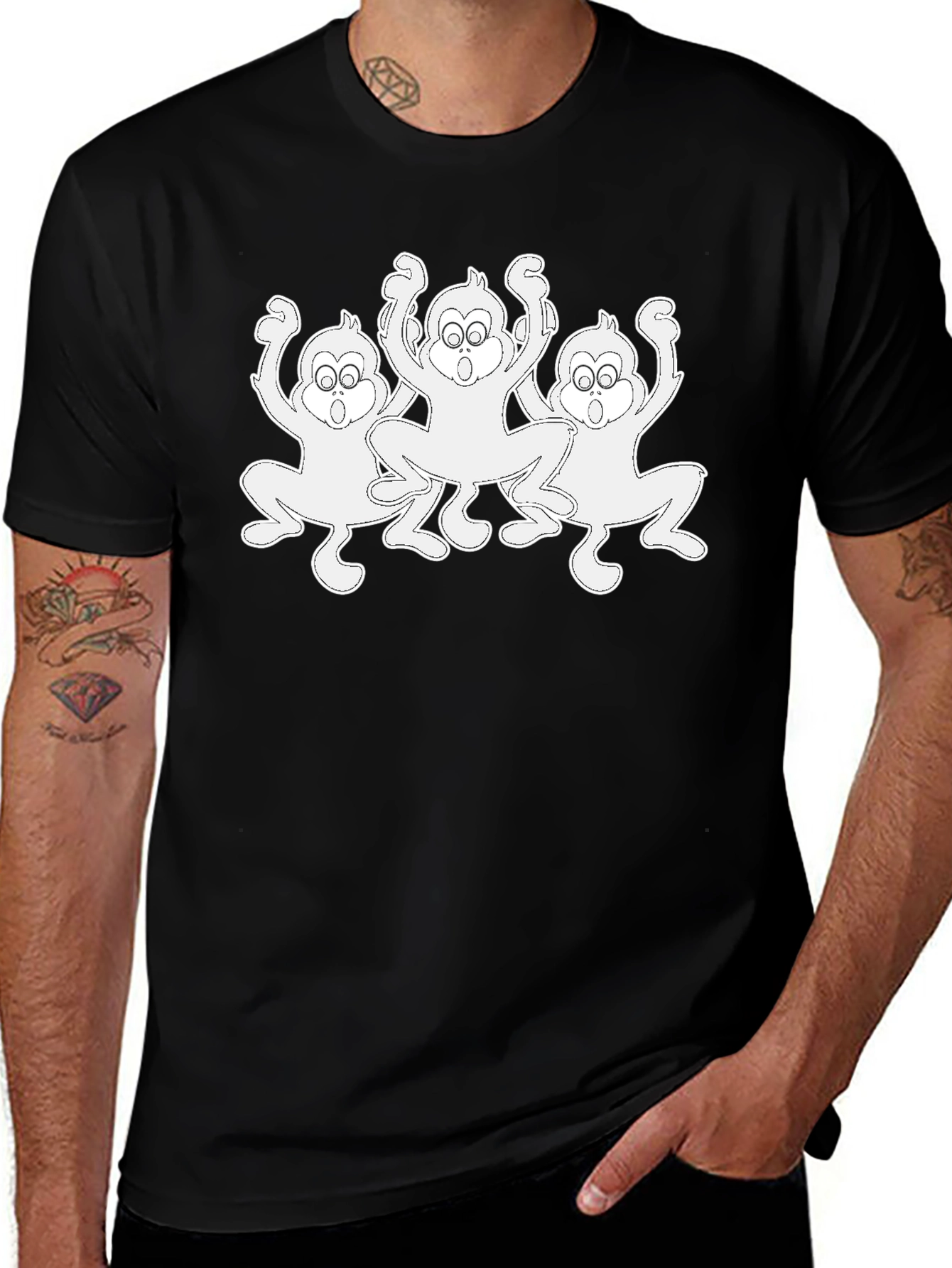 Funny Monkey Graphic T-Shirt - Black
