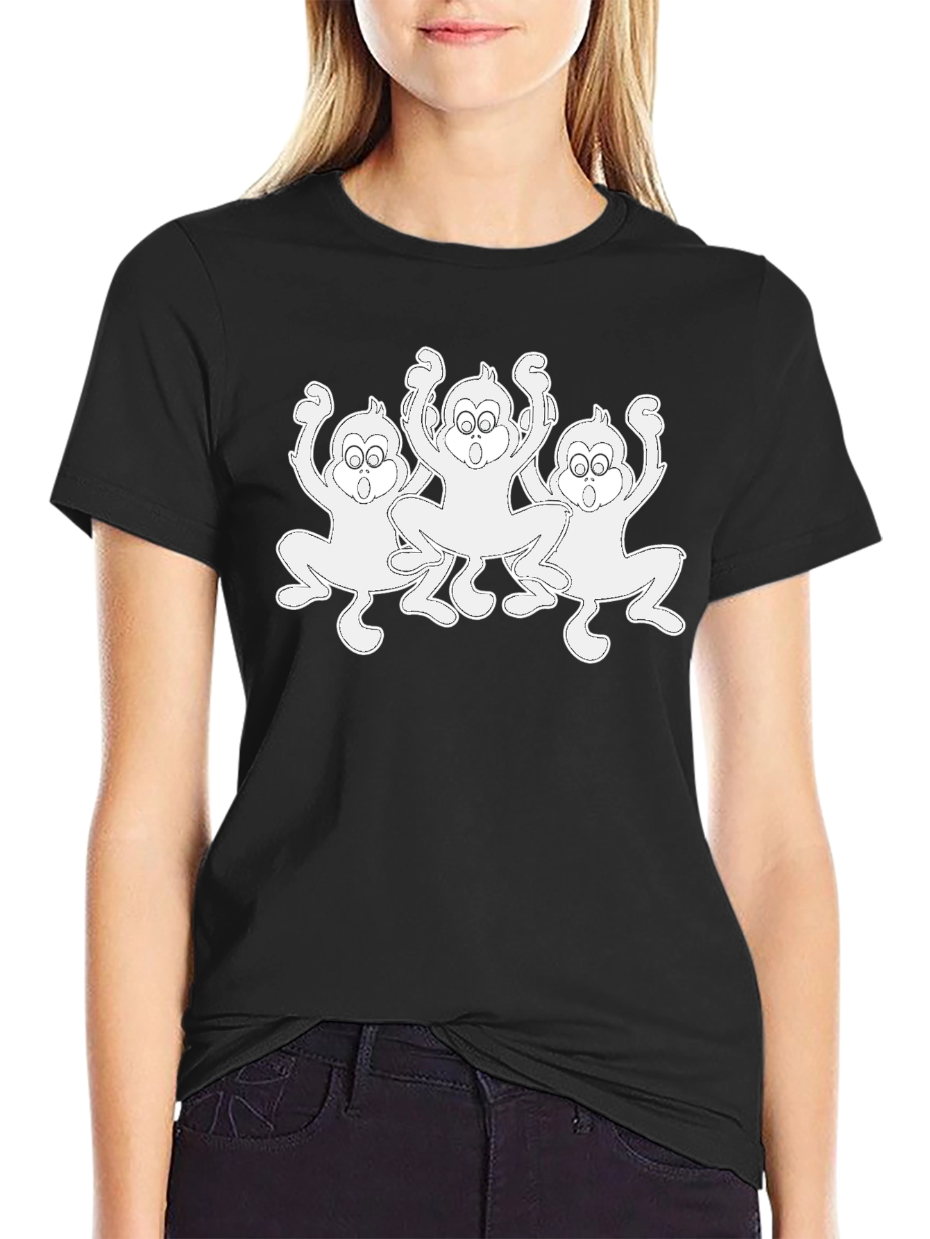 Funny Monkey Graphic T-Shirt - Black