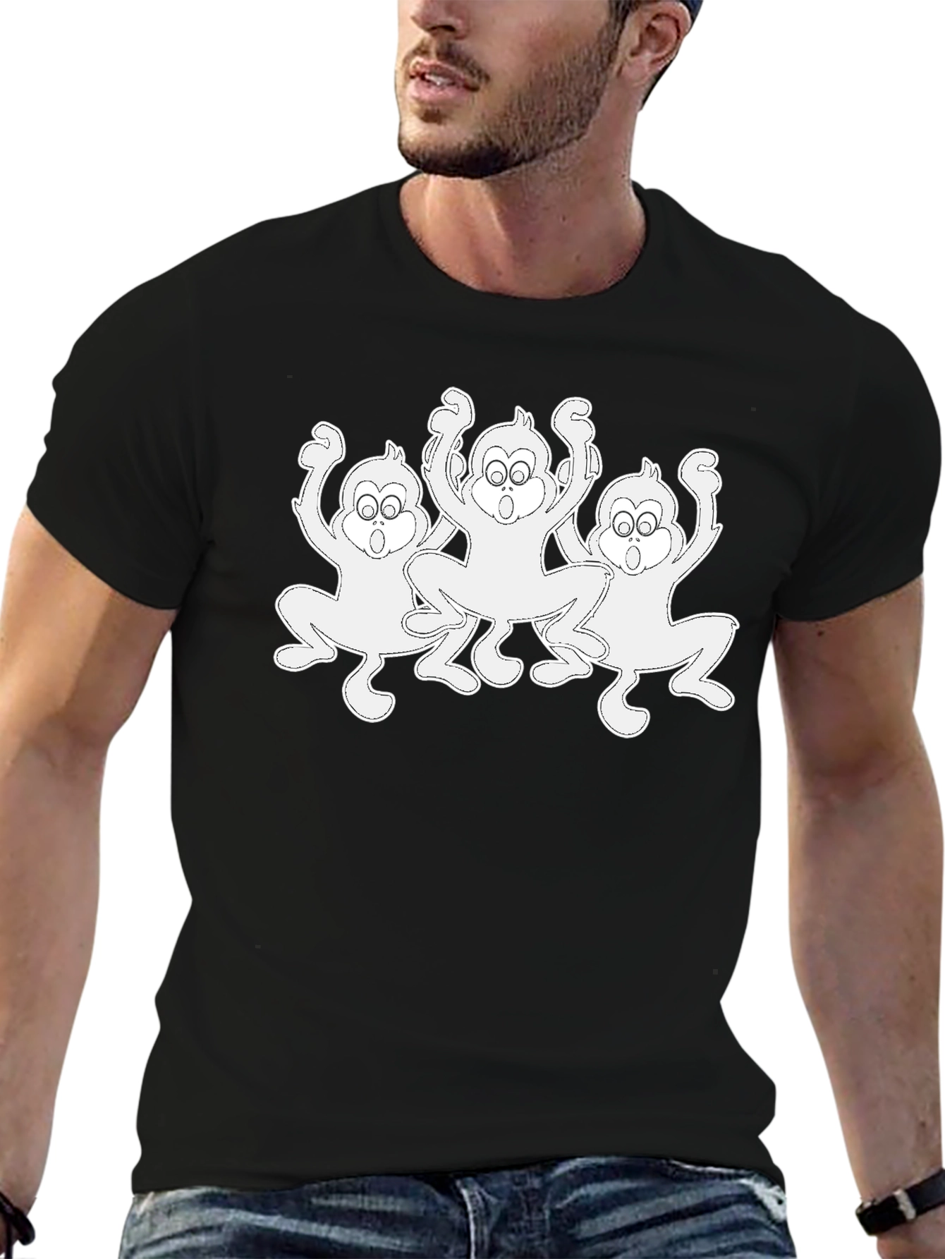 Funny Monkey Graphic T-Shirt - Black