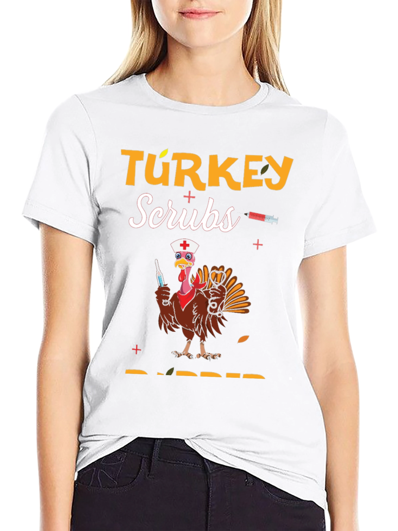 Turkey Scrubs Rubber Thanksgiving T-Shirt