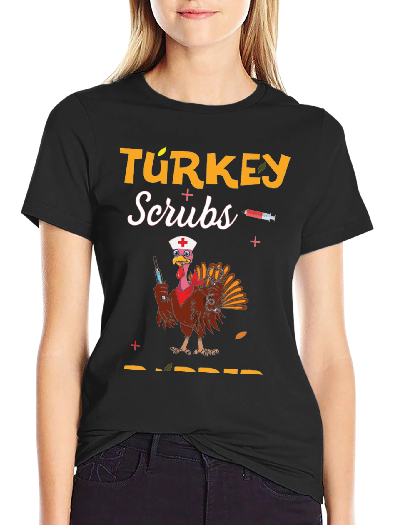 Turkey Scrubs Rubber Thanksgiving T-Shirt
