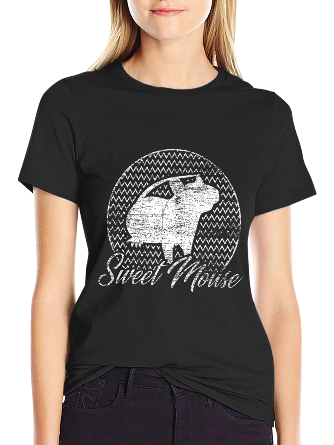 Sweet Mouse Graphic Tee - Distressed Print