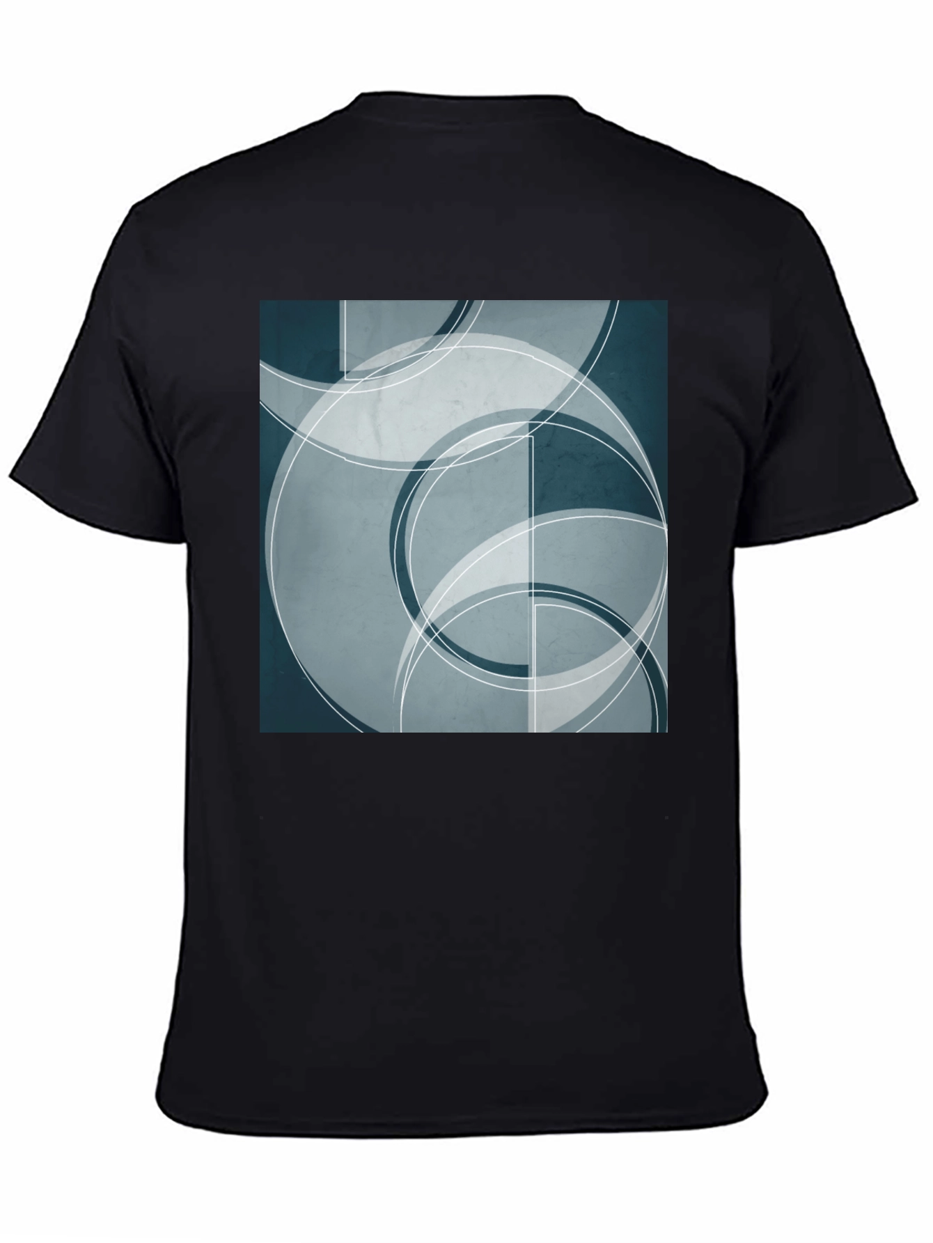 Abstract Geometric Circle Design Black T-Shirt