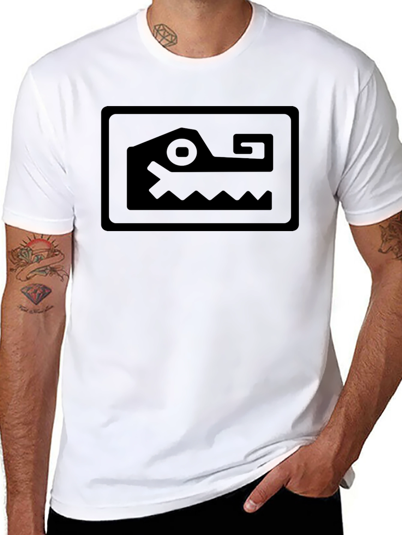 Aztec Crocodile T-Shirt - Soft Black Cotton Tee