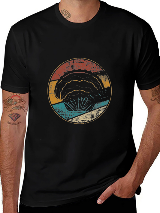 Vintage Parachute Circle Graphic Tee - Black