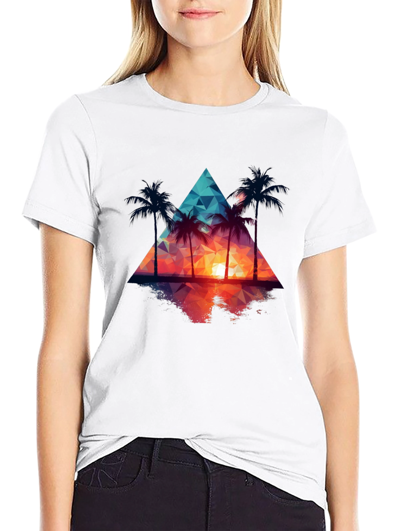 Sunset Palm Tree Triangle Graphic Tee
