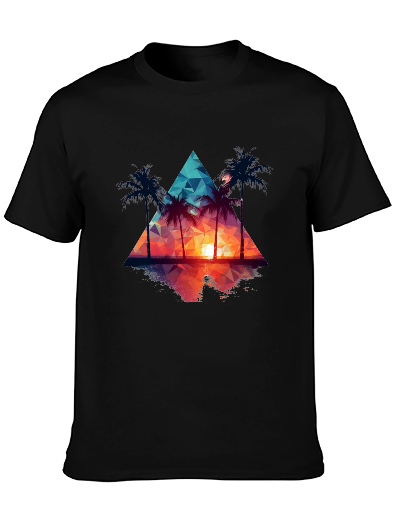 Sunset Palm Tree Triangle Graphic Tee