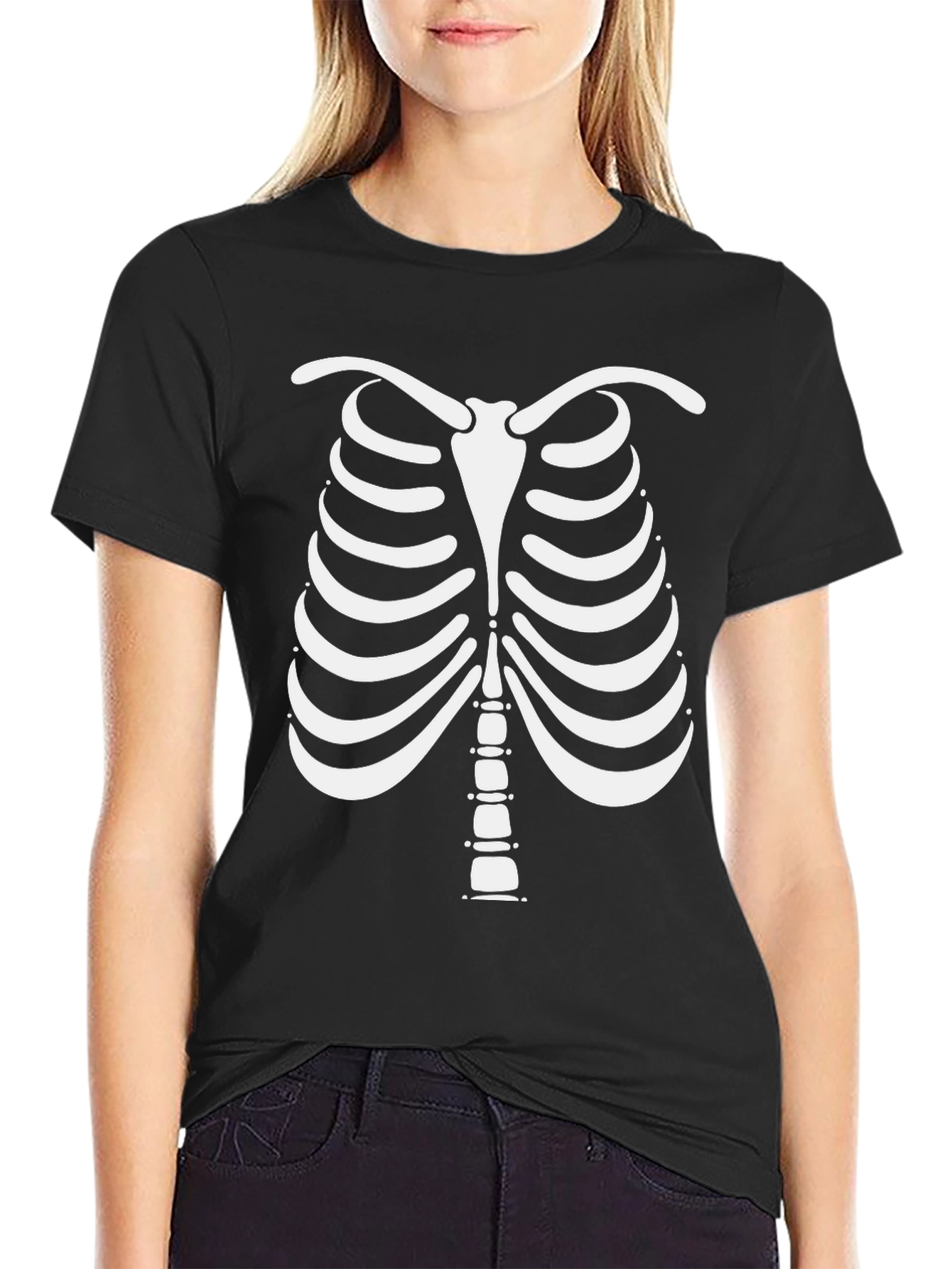 Skeleton Rib Cage Graphic Tee - Halloween Costume Shirt