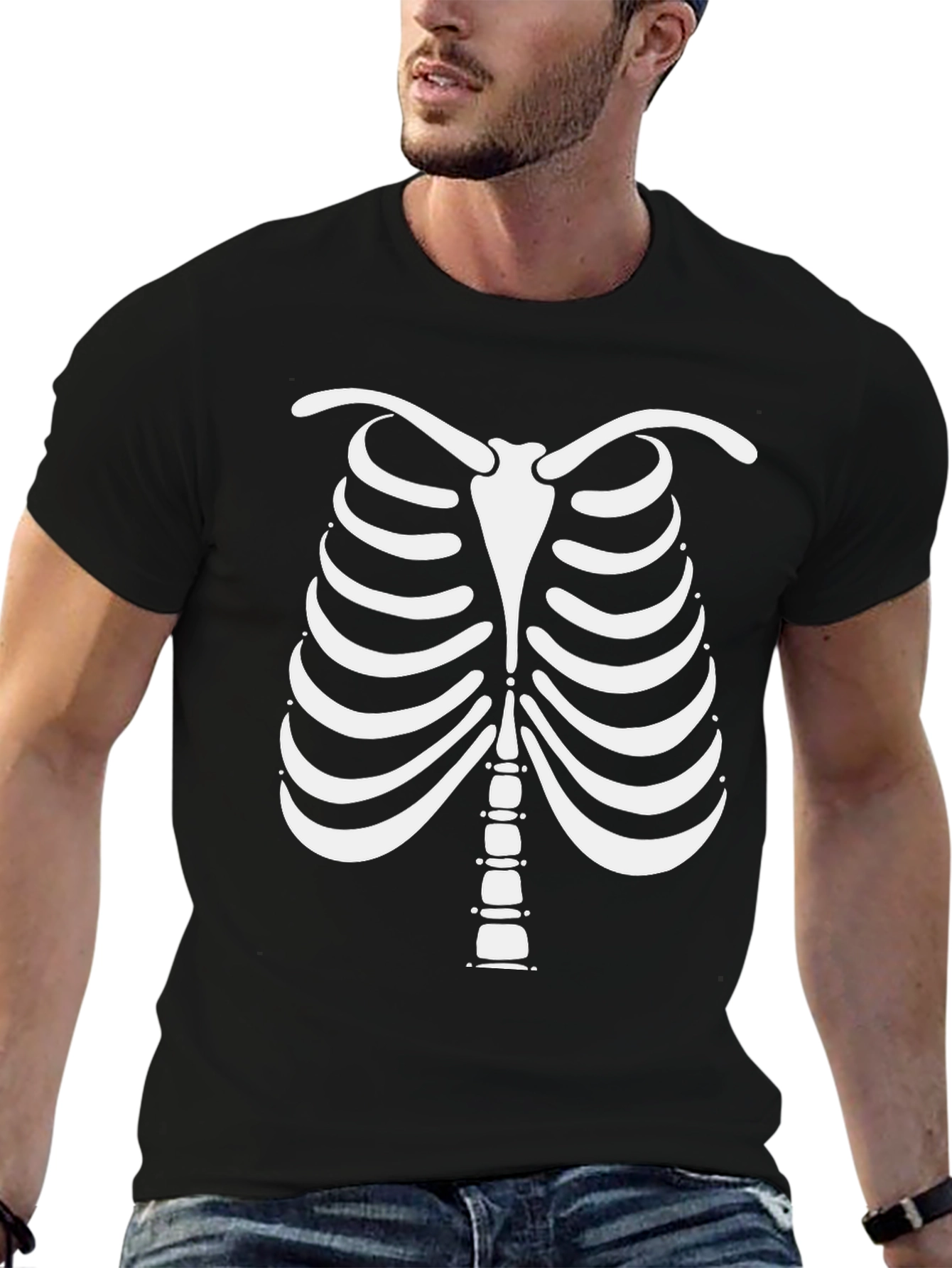 Skeleton Rib Cage Graphic Tee - Halloween Costume Shirt