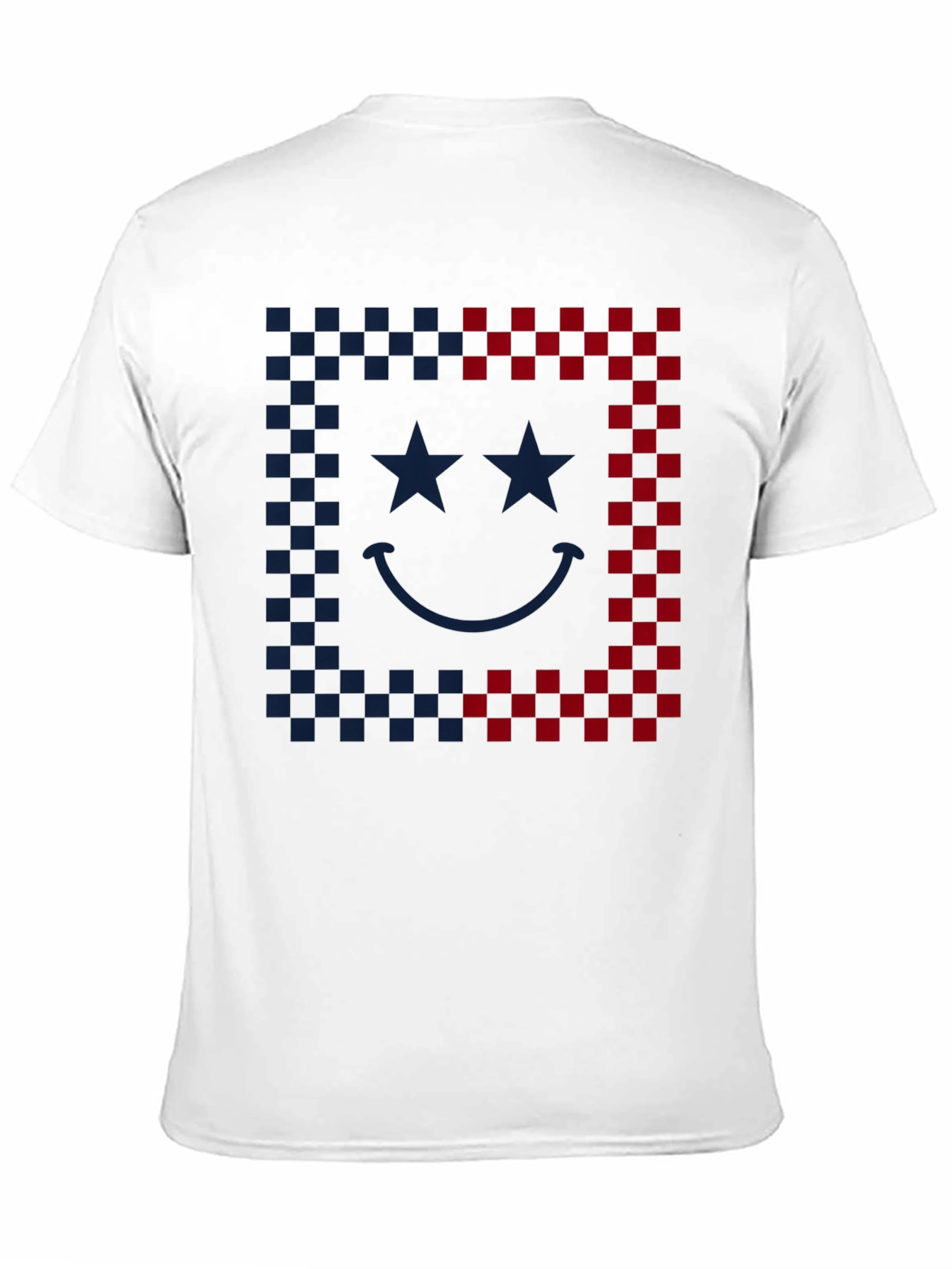 Smiley Face Checkered Border Graphic Tee