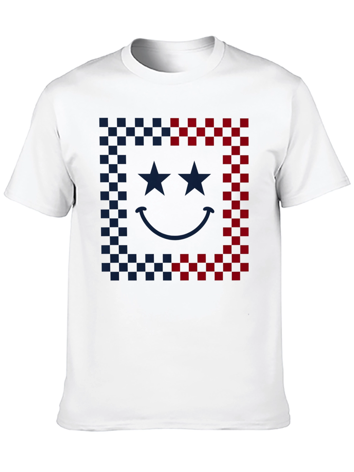 Smiley Face Checkered Border Graphic Tee