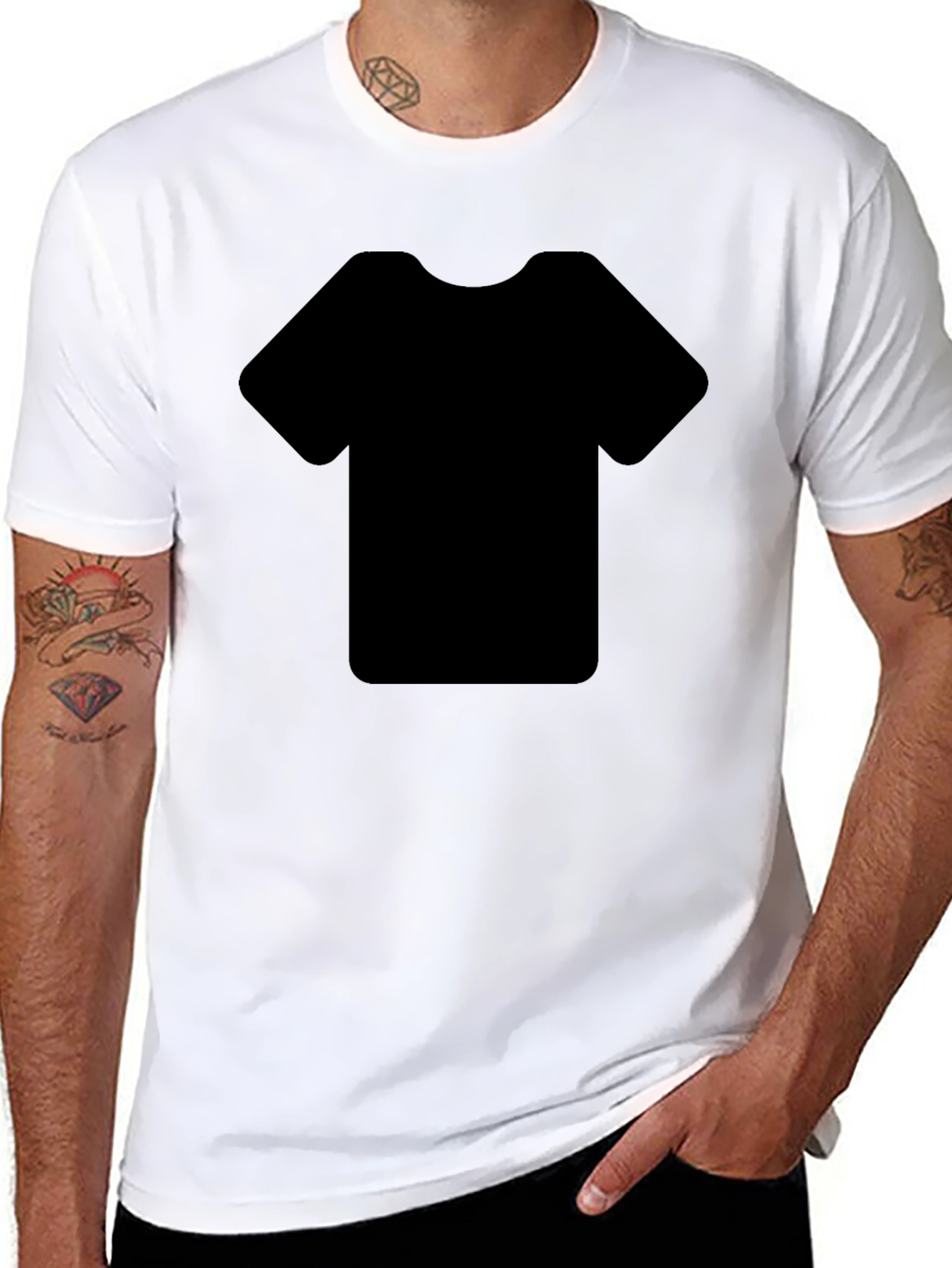 Plain Black Crew Neck Short Sleeve T-Shirt