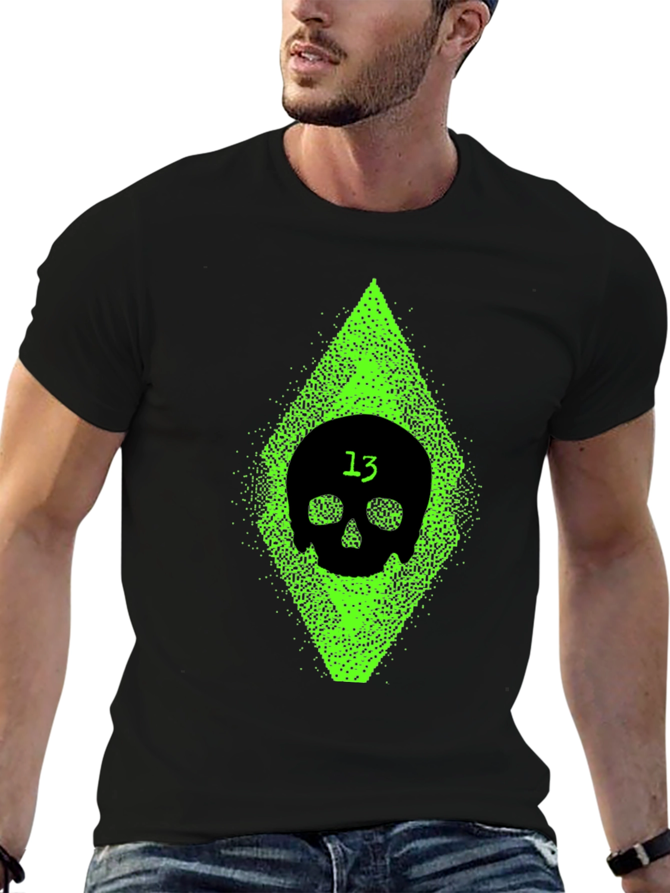 Skull 13 Graphic Tee - Black Cotton Comfort