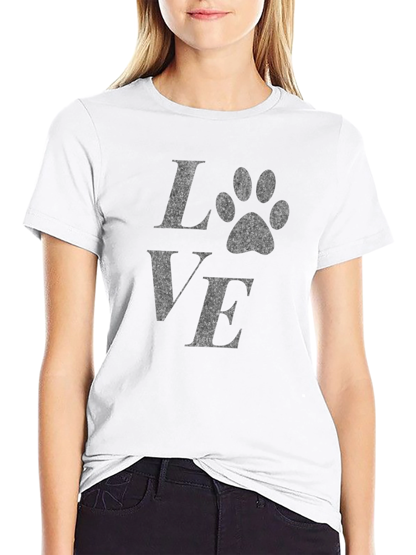 Love Paw Print Graphic Tee - Black