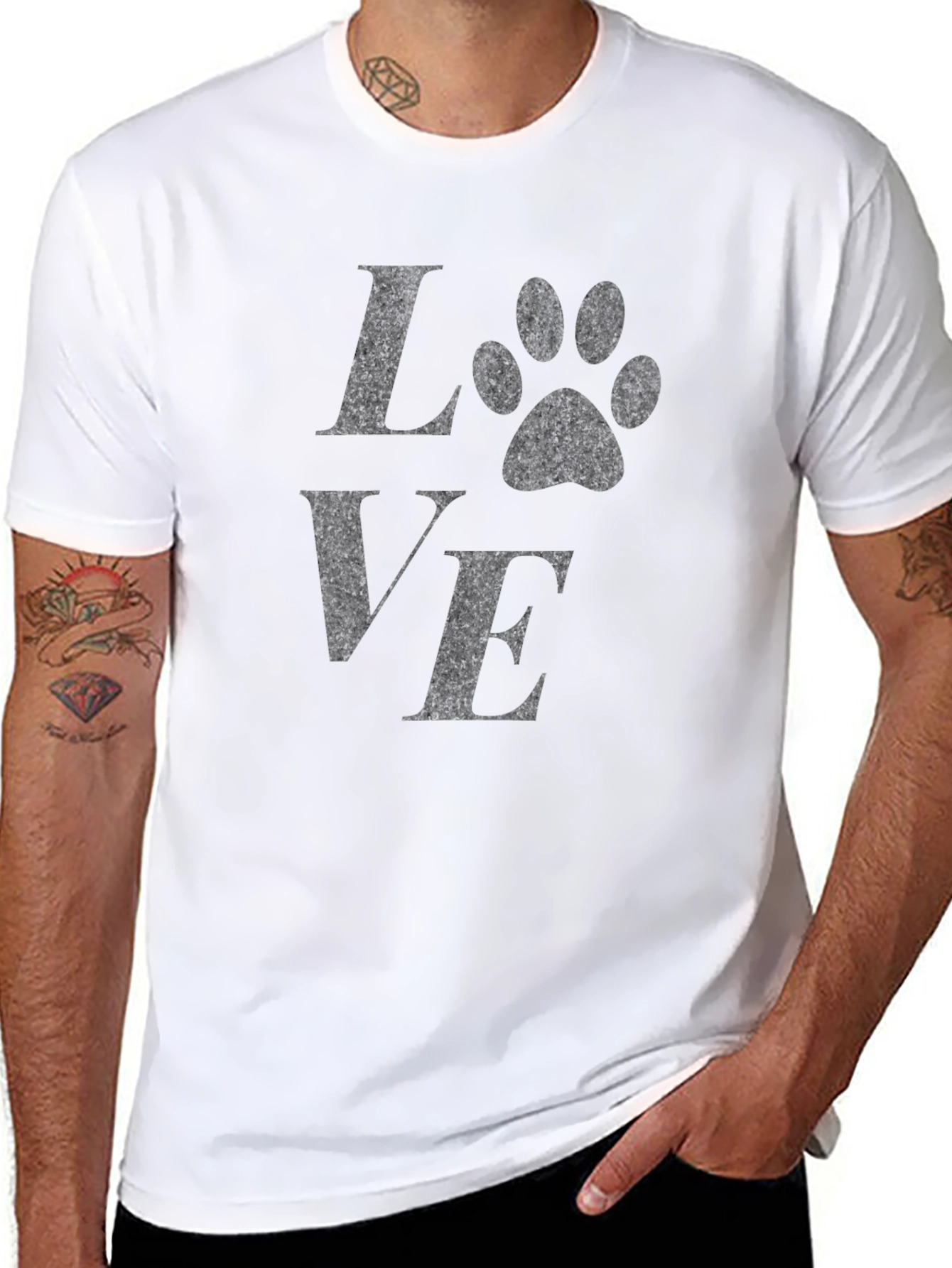 Love Paw Print Graphic Tee - Black