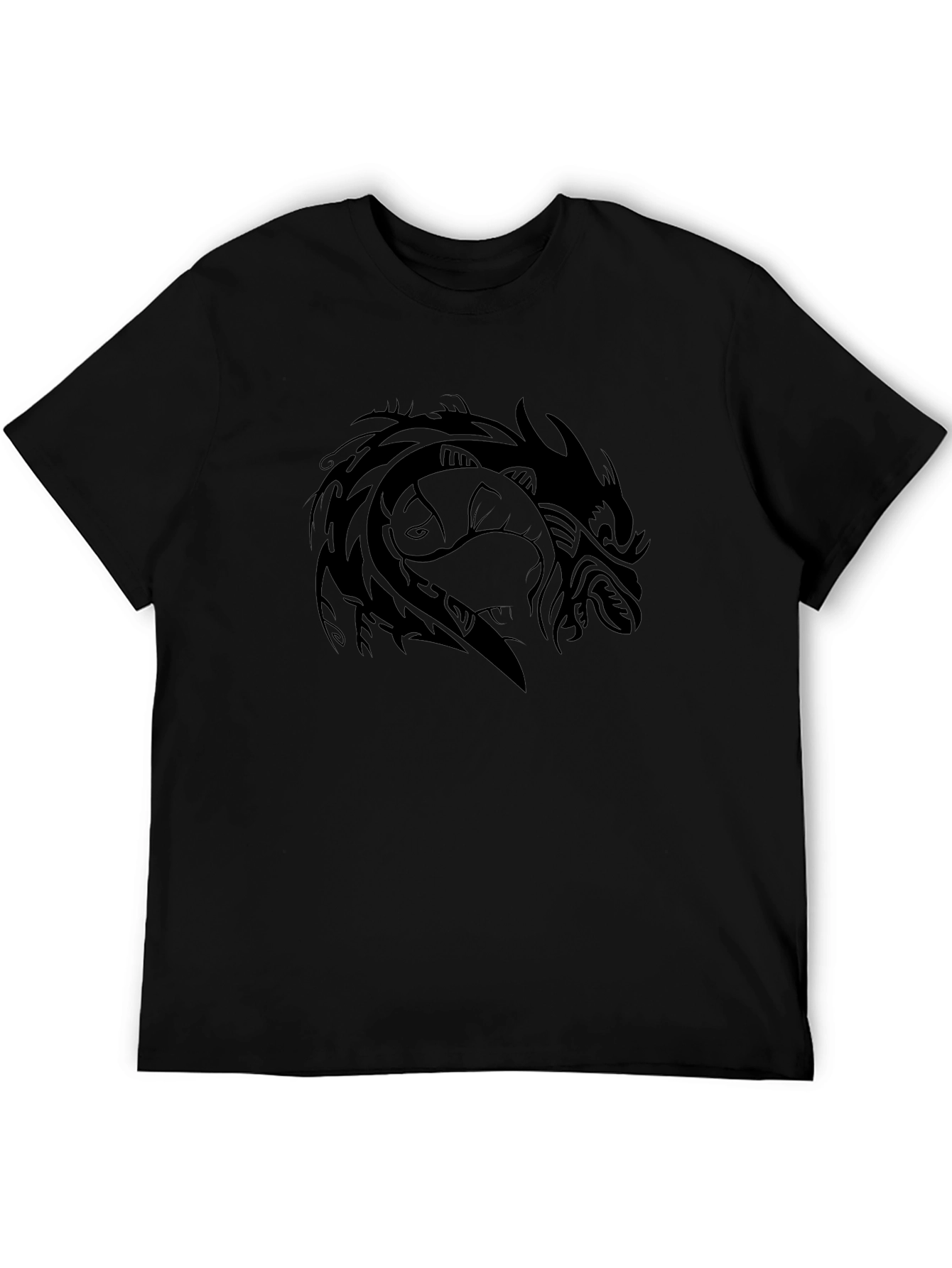 Tribal Dragon Graphic Tee - Black