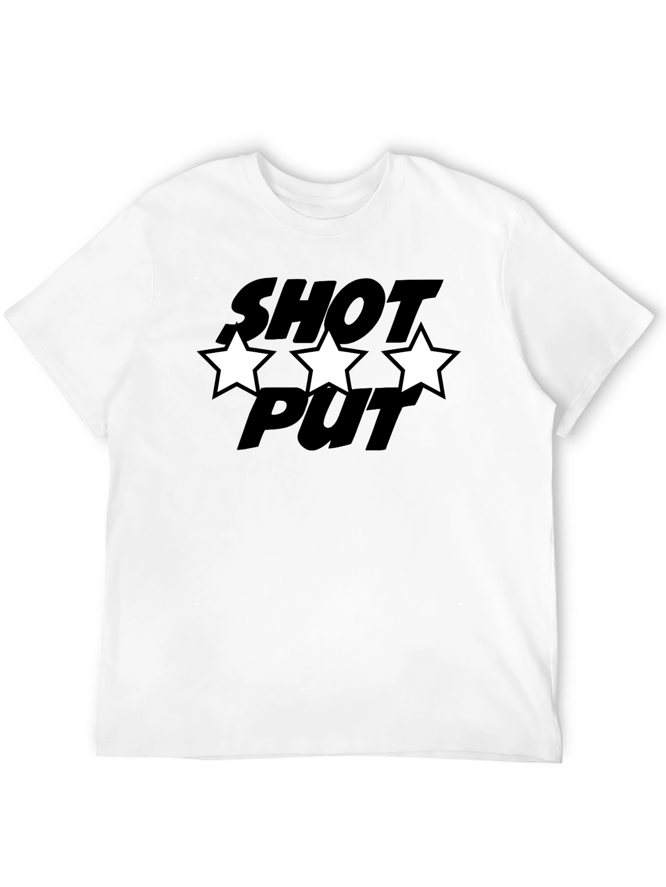 Shot Put T-Shirt with Star Design - Black
