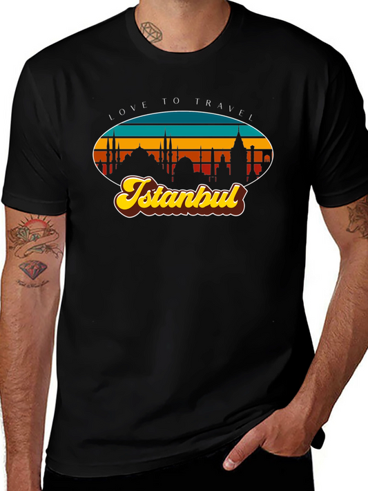 Istanbul Travel T-Shirt - Retro Skyline Design