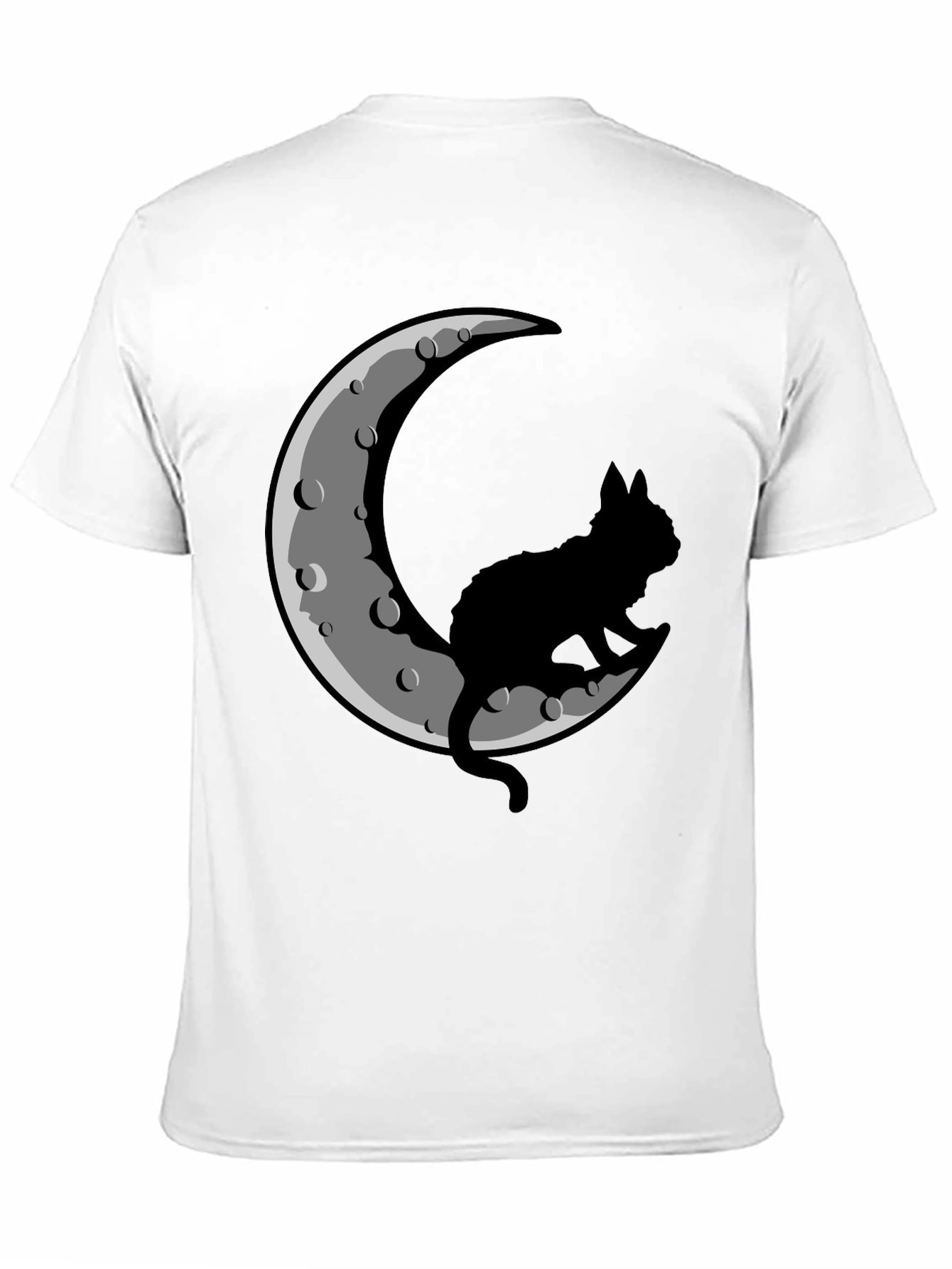 Cat on Moon Black T-Shirt