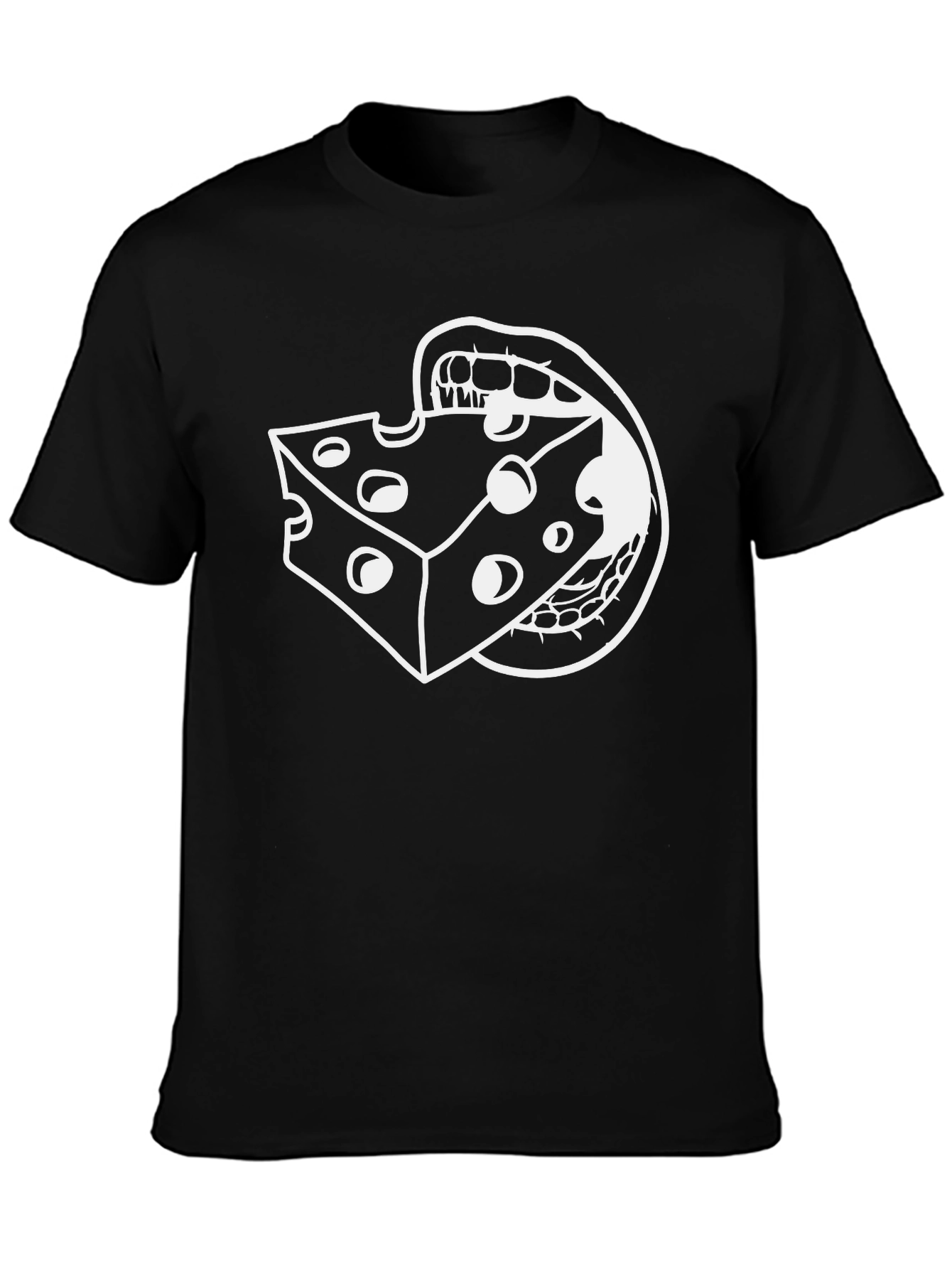 Cheesy Bite Graphic Tee - Black Cotton Blend T-Shirt
