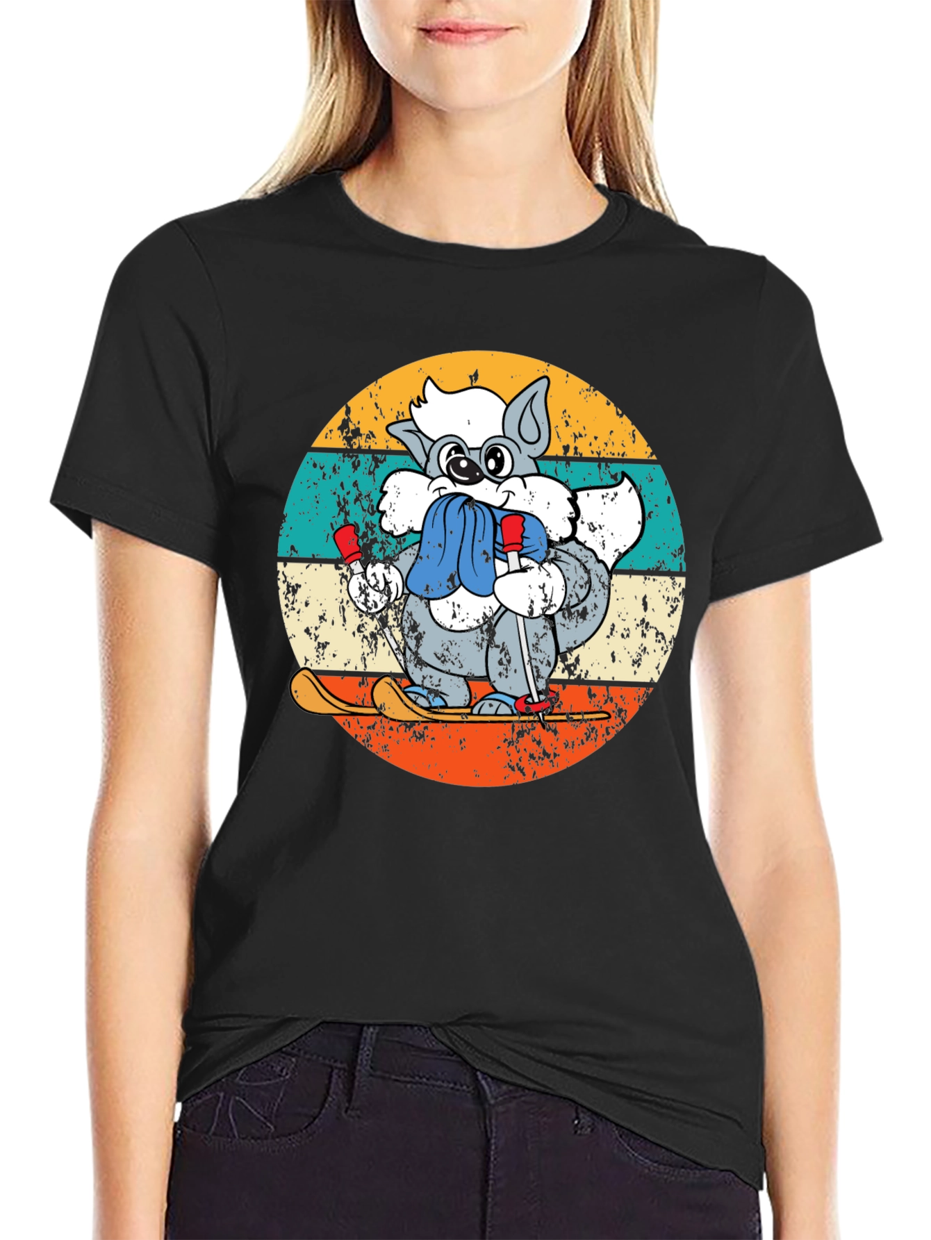 Retro Ski Raccoon T-Shirt