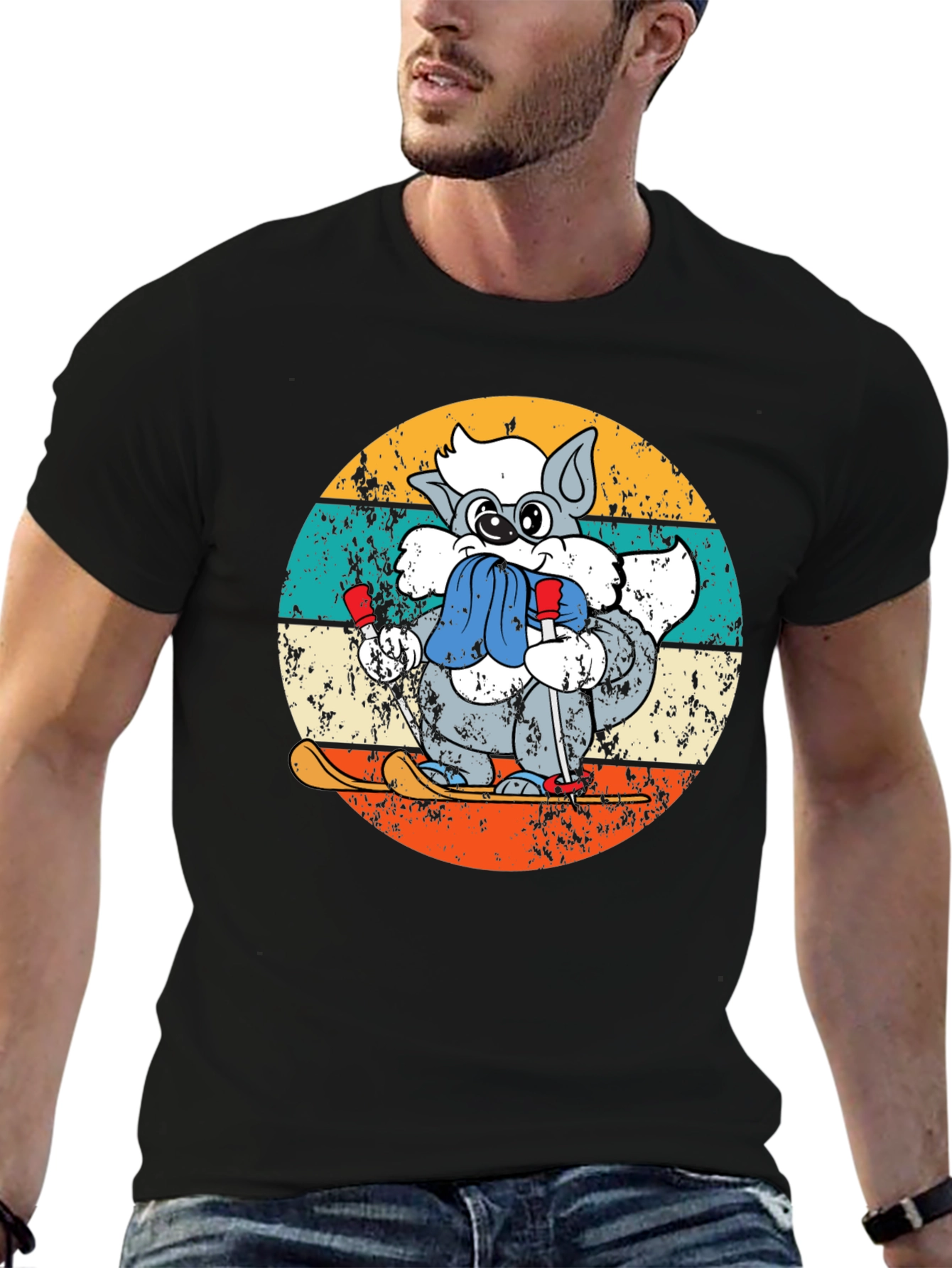 Retro Ski Raccoon T-Shirt