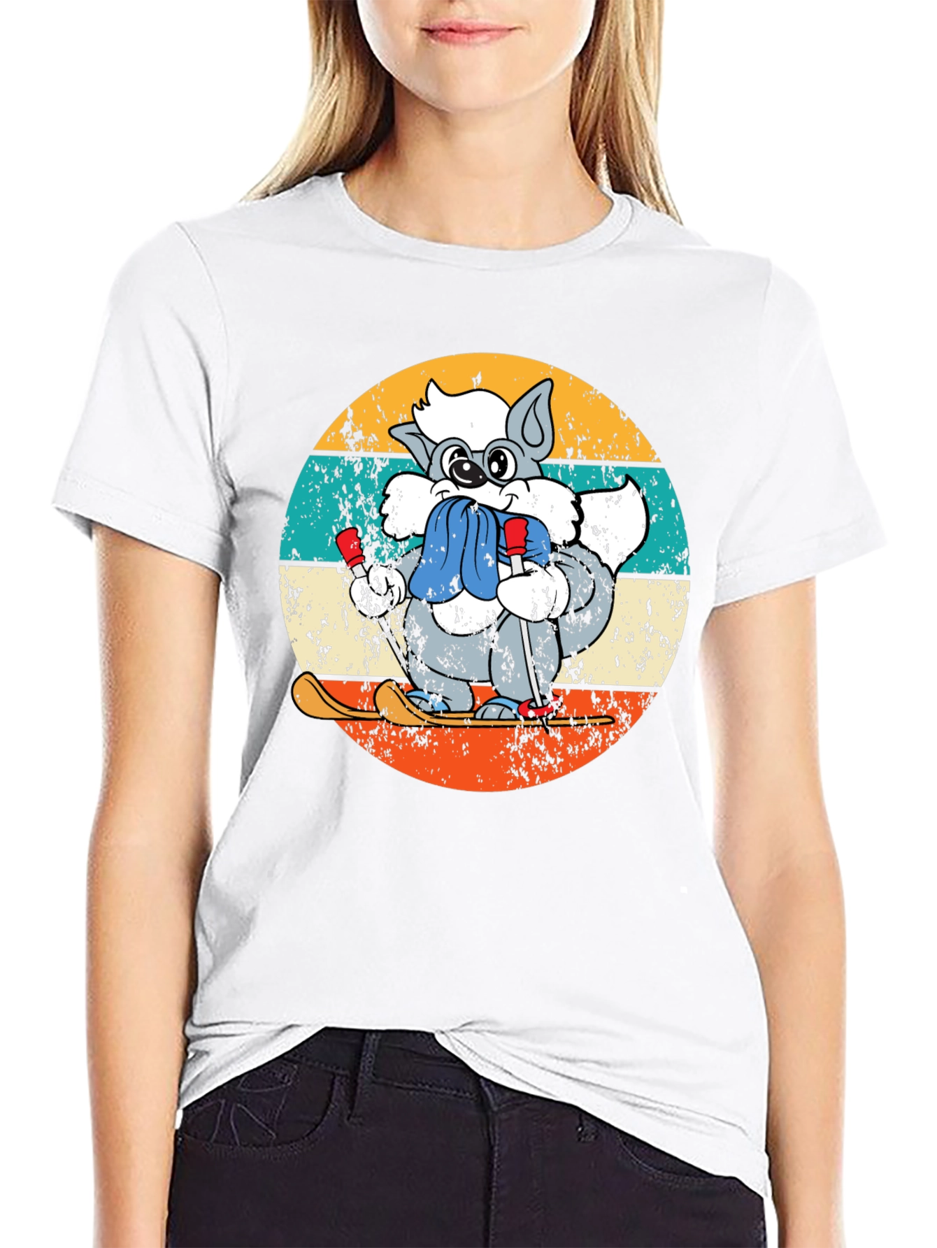 Retro Ski Raccoon T-Shirt
