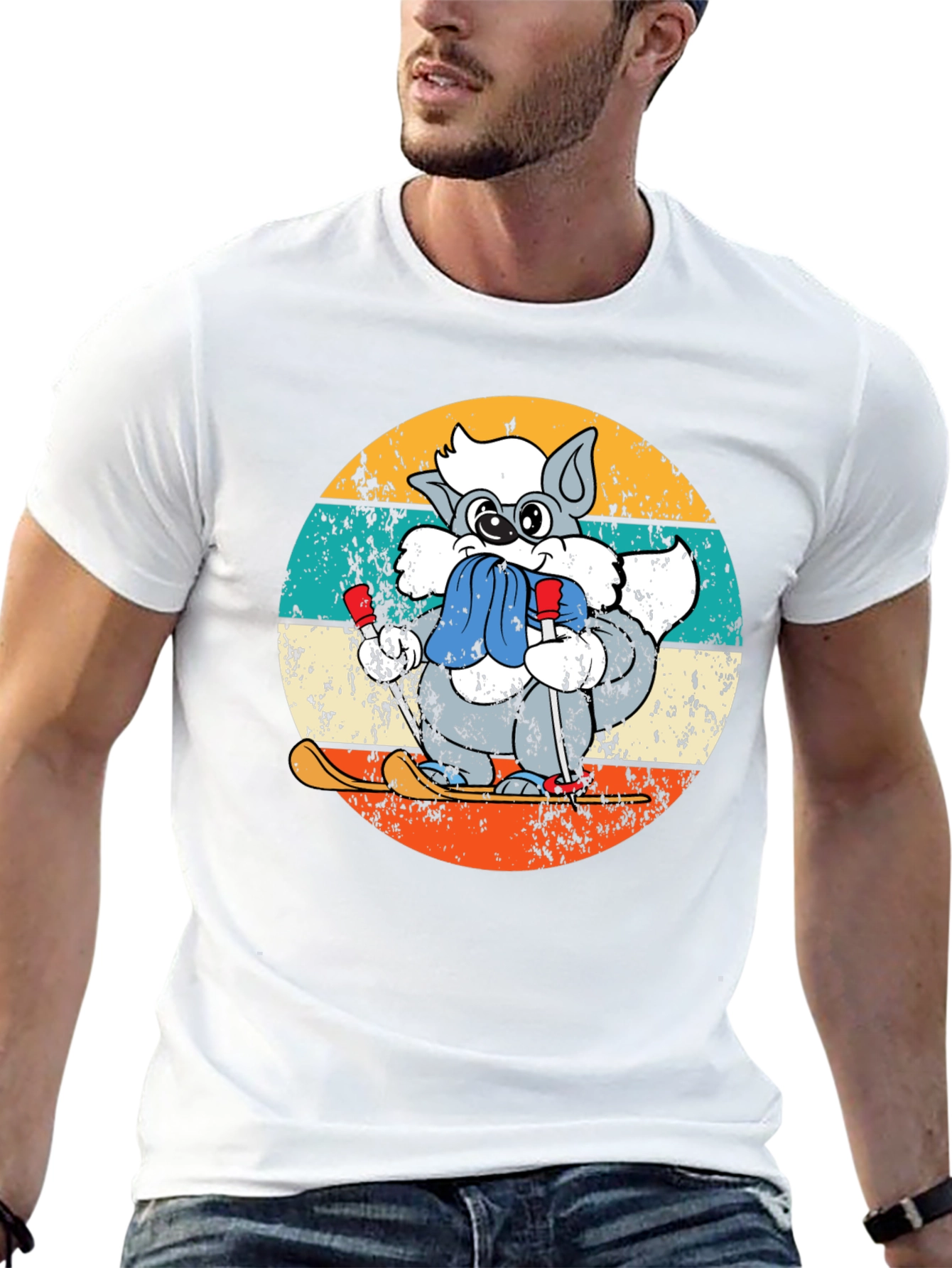 Retro Ski Raccoon T-Shirt