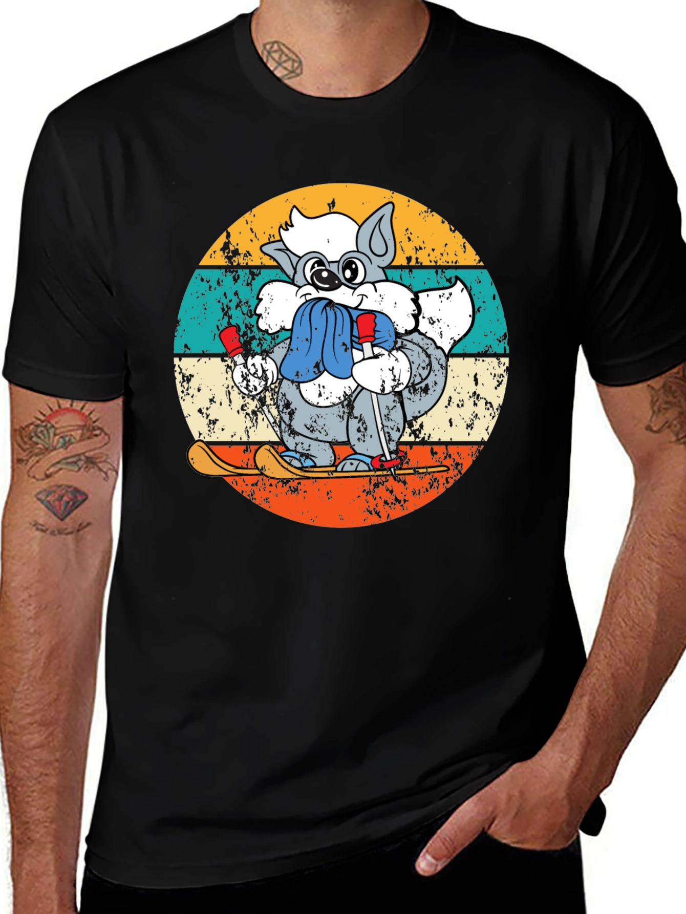 Retro Ski Raccoon T-Shirt