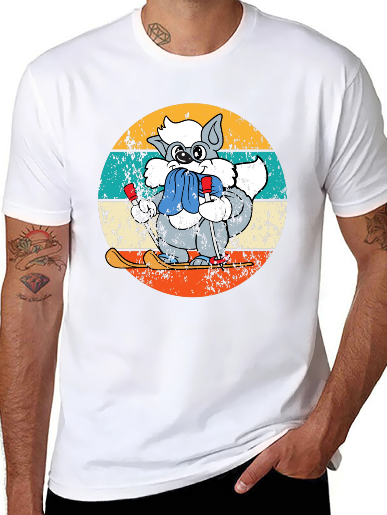 Retro Ski Raccoon T-Shirt