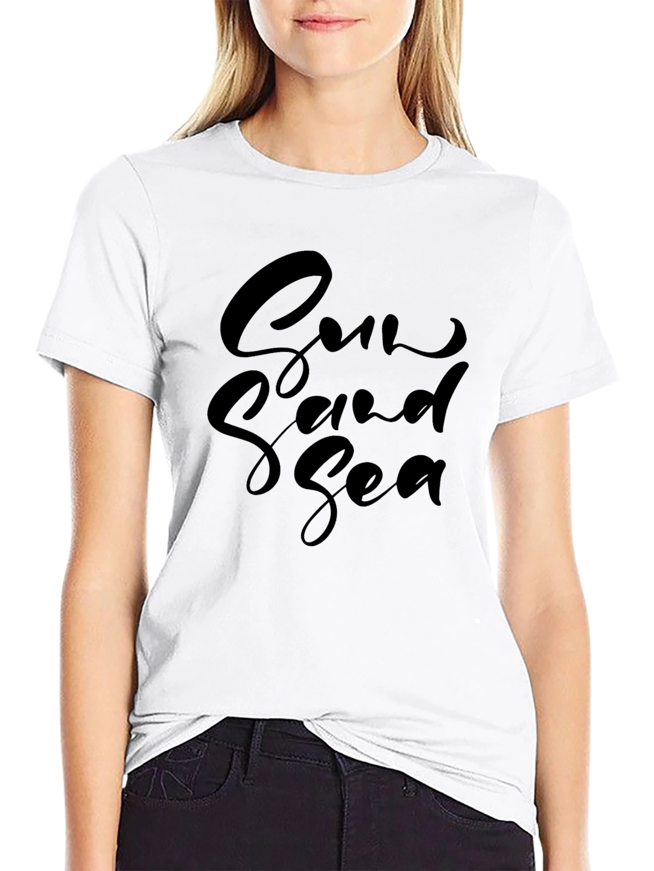 Sun Sand Sea Black Graphic Tee
