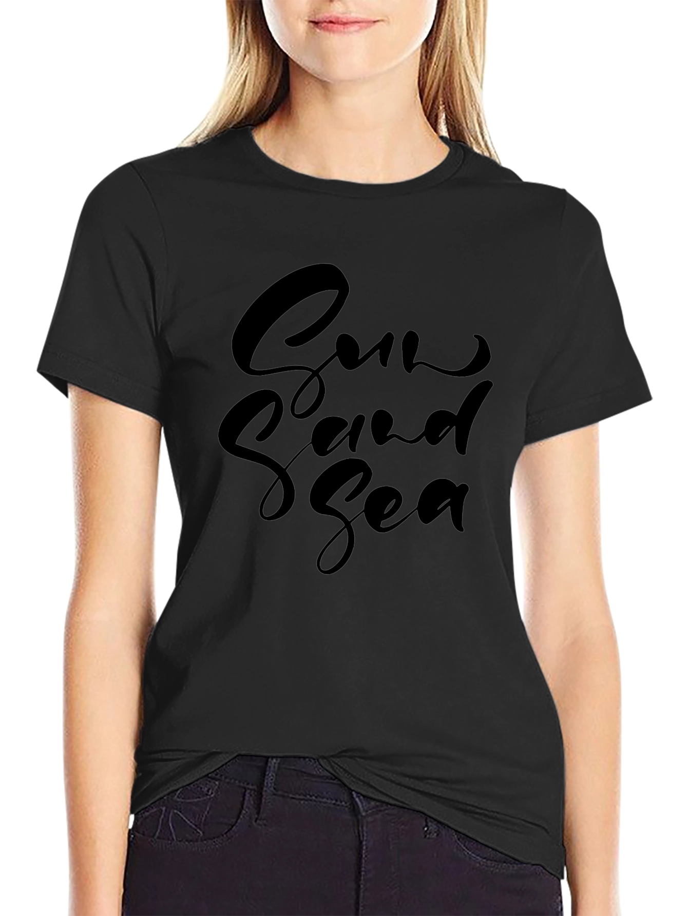 Sun Sand Sea Black Graphic Tee