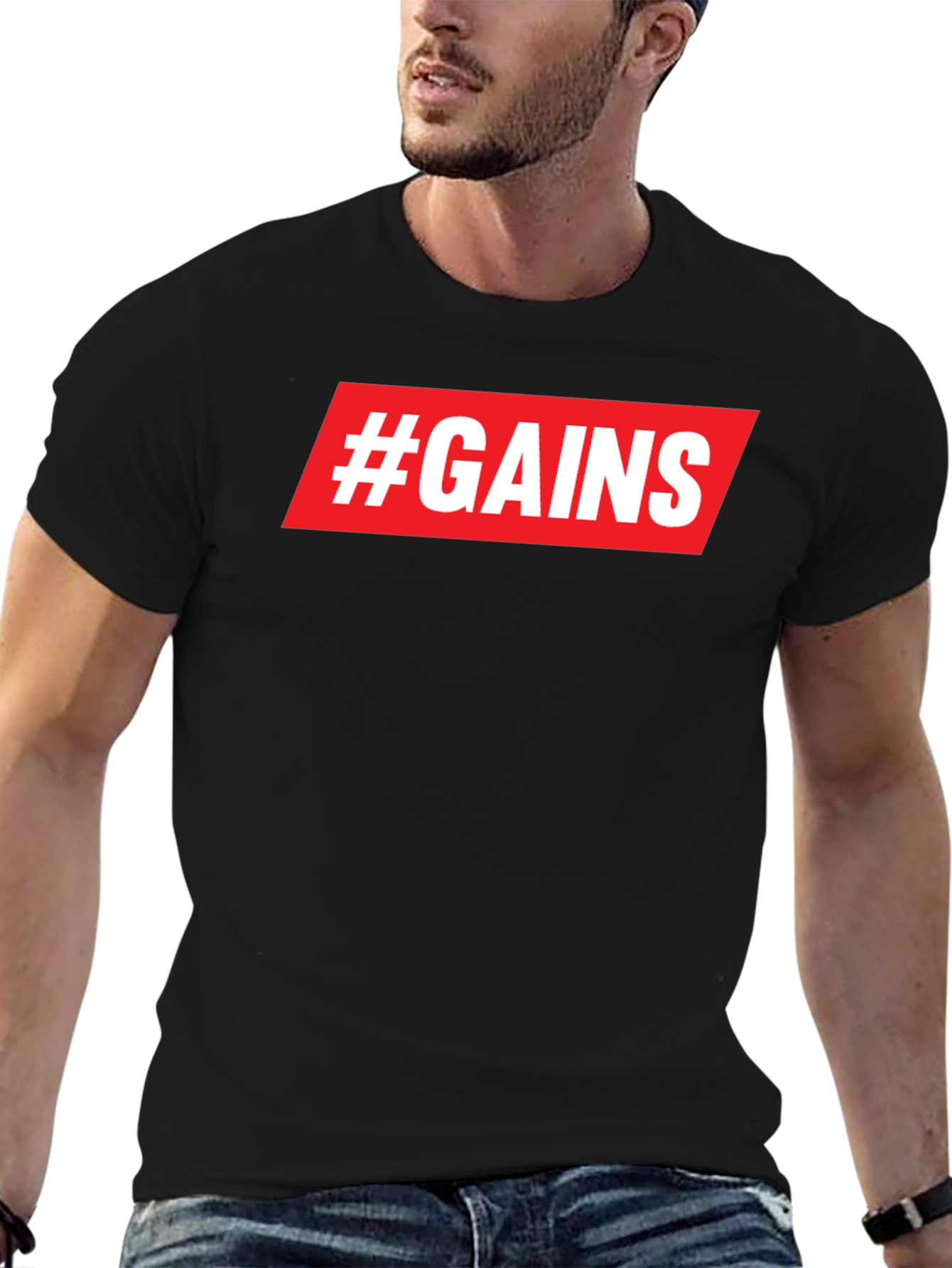 #GAINS Graphic Tee - Gym & Fitness Shirt