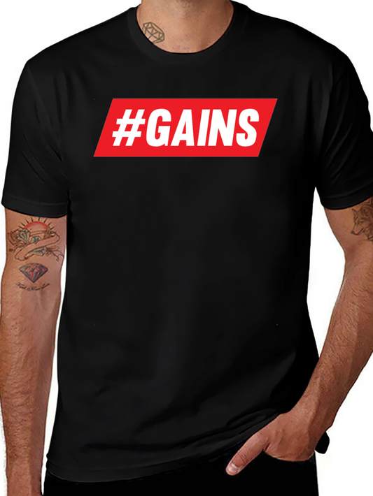 #GAINS Graphic Tee - Gym & Fitness Shirt