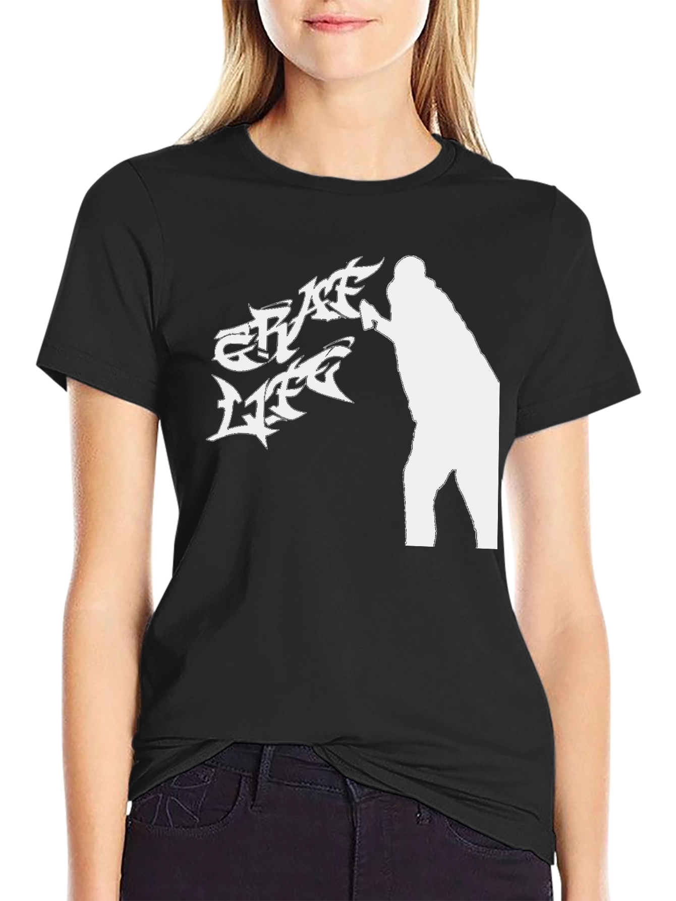 Crate Life Graphic Tee - Black Cotton Casual