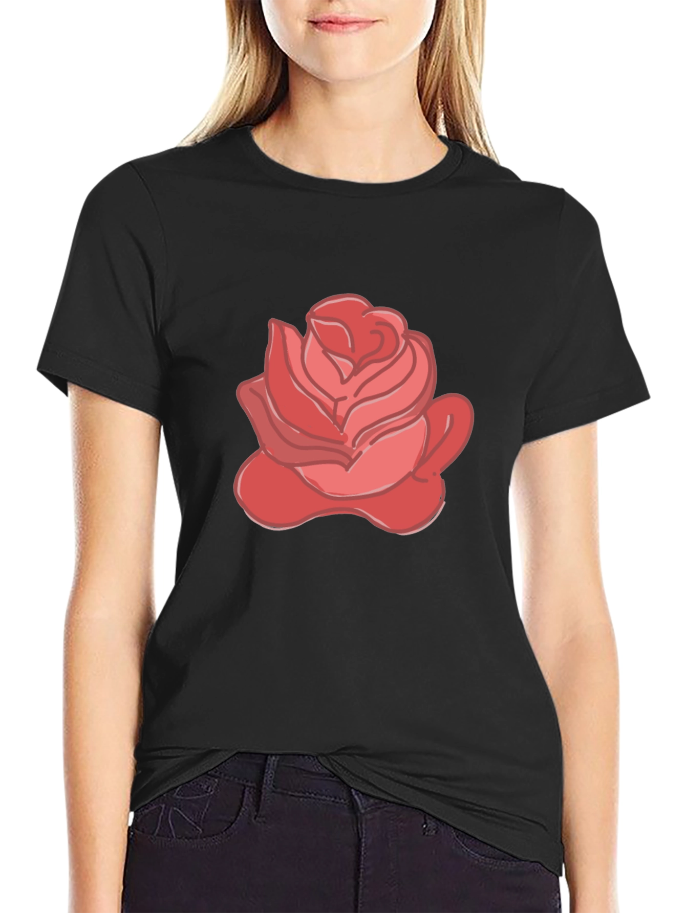 Rose Graphic Black Tee