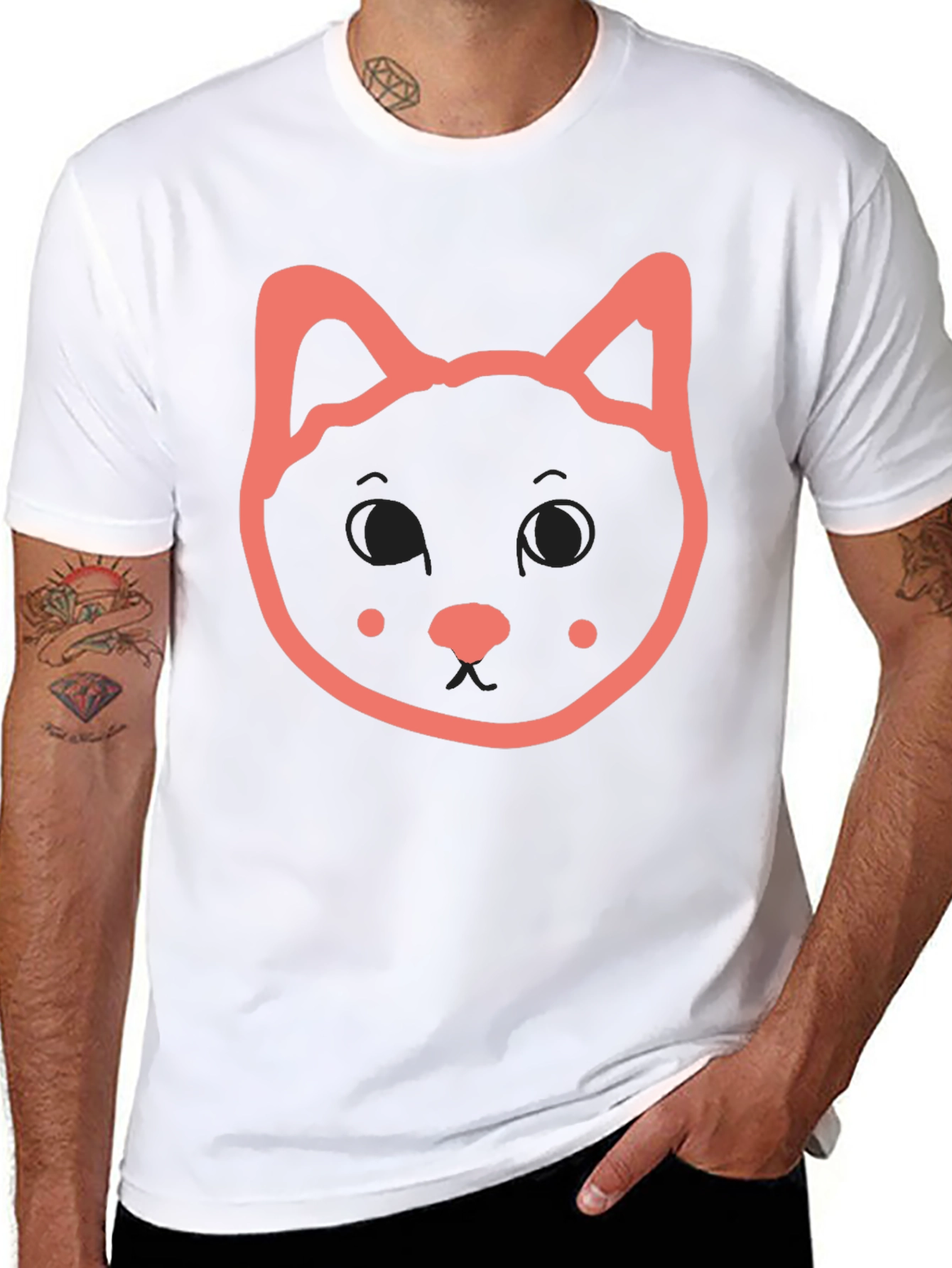 Cute Cat Graphic Black T-Shirt
