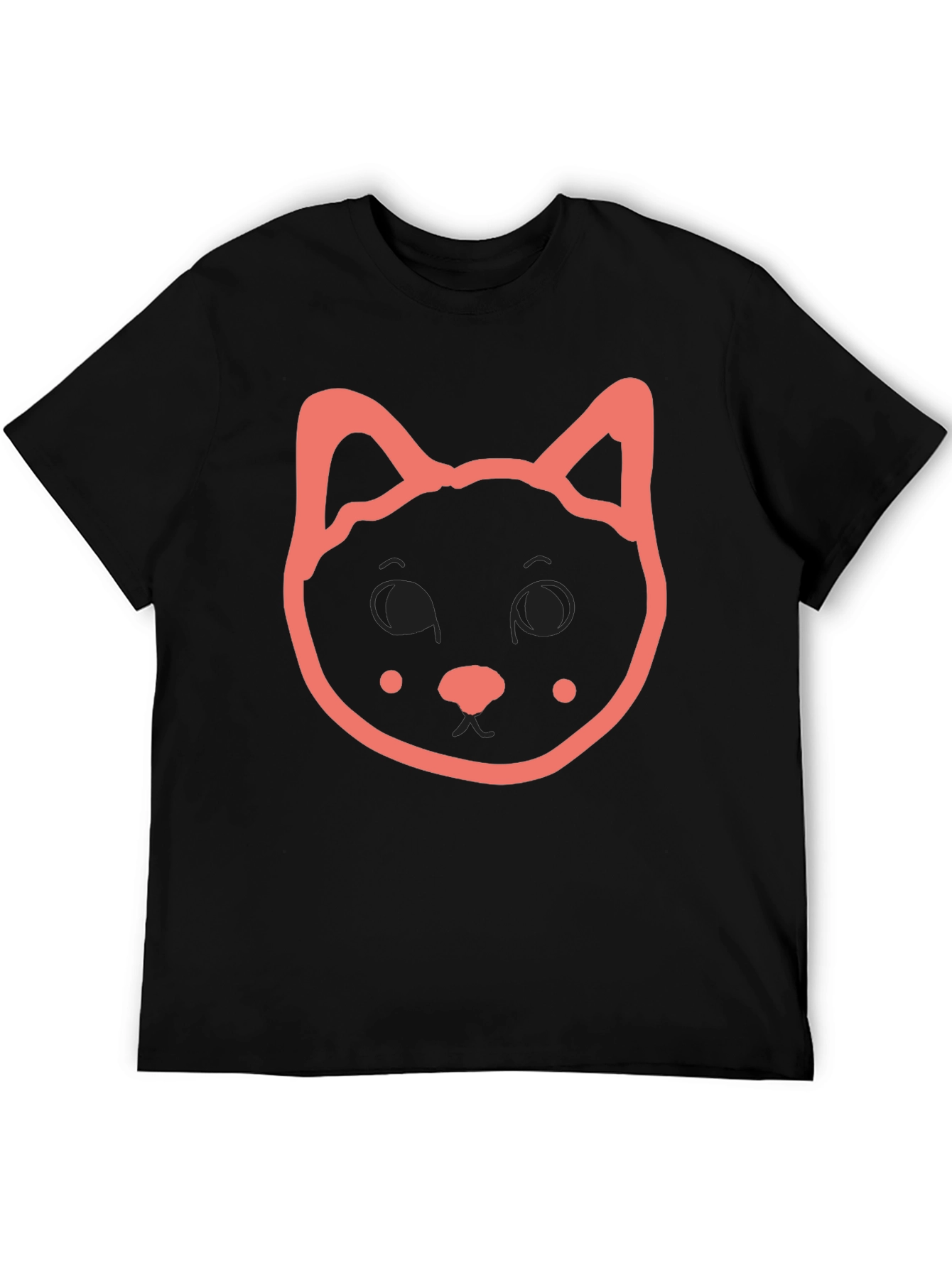 Cute Cat Graphic Black T-Shirt