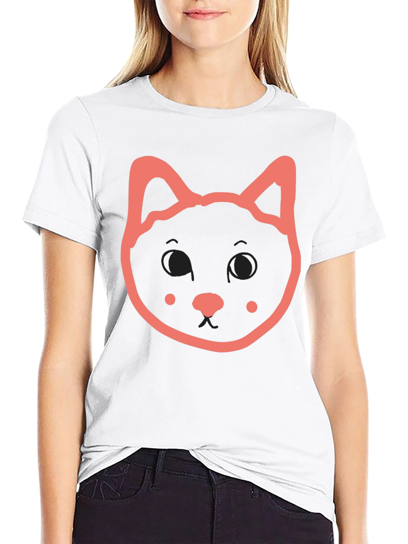 Cute Cat Graphic Black T-Shirt
