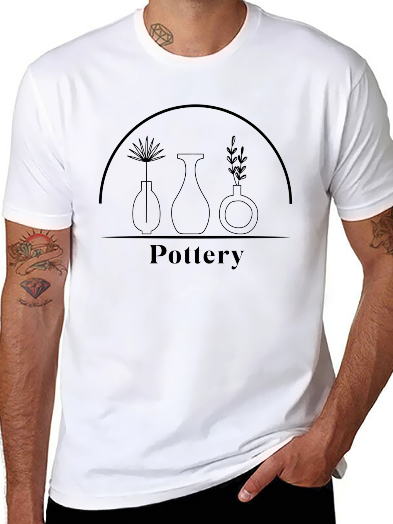 Pottery Graphic Tee - Artistic Black T-Shirt
