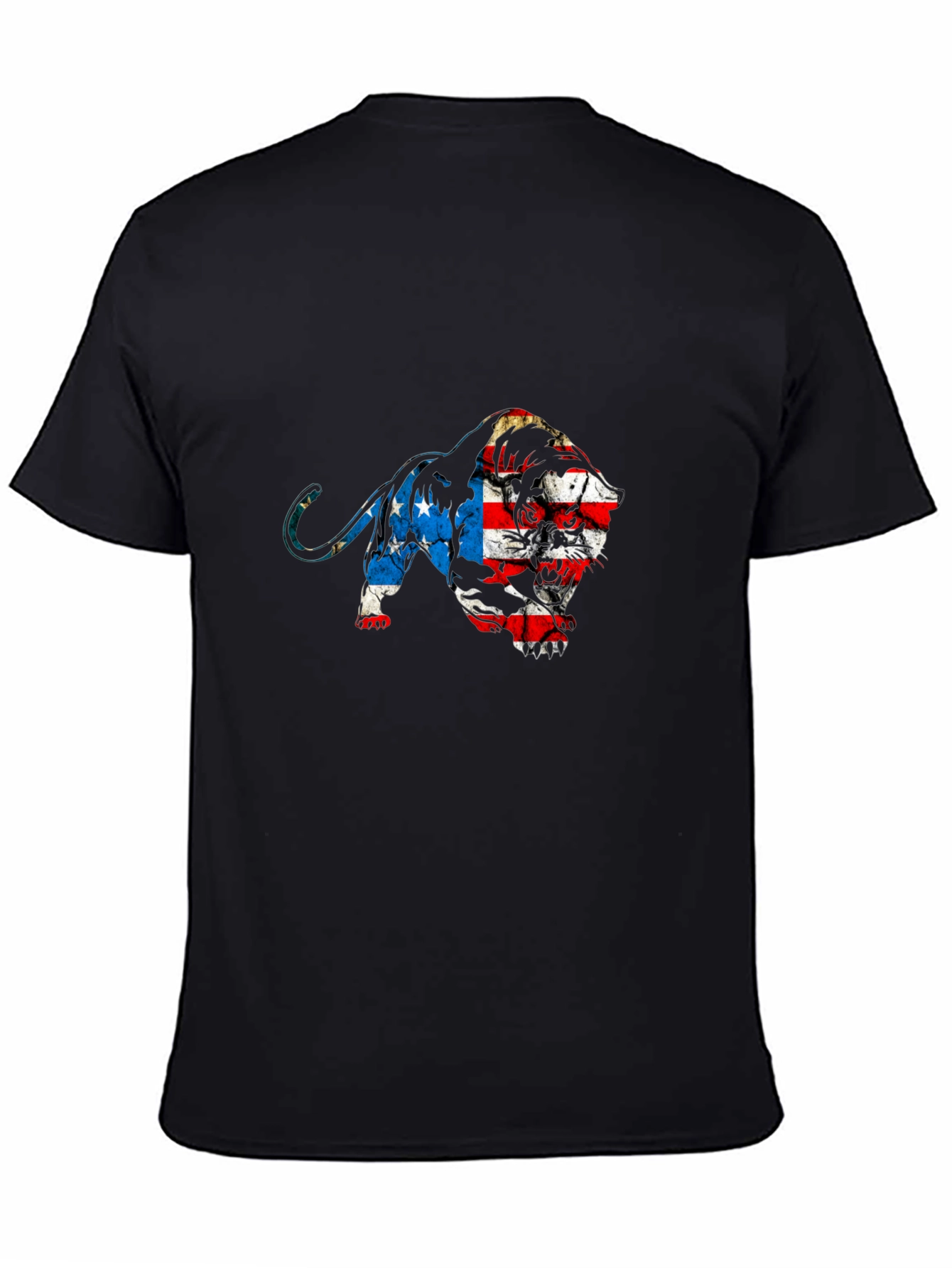 American Flag Lion Graphic Tee - Black