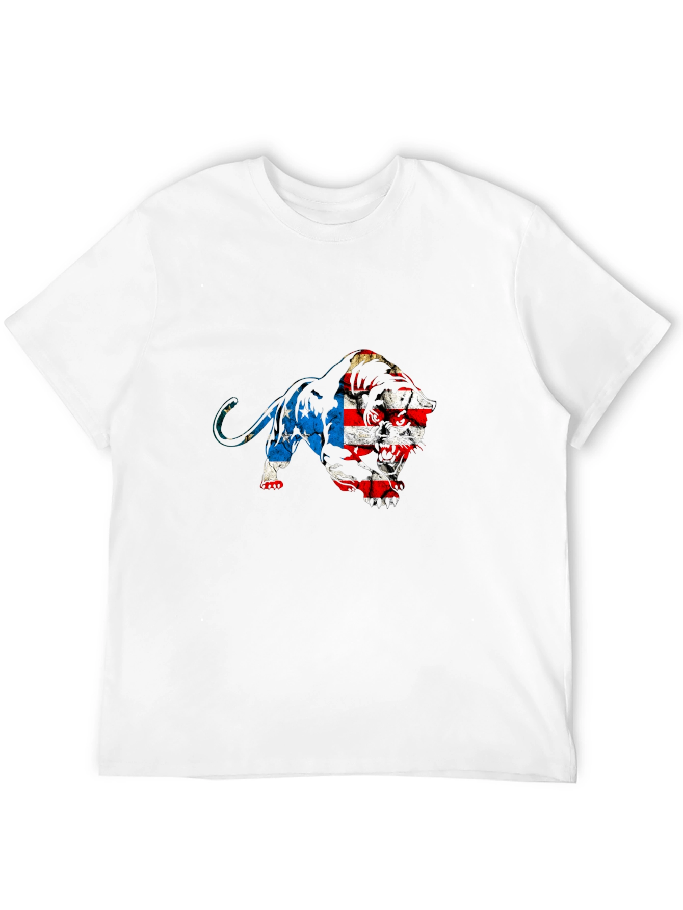 American Flag Lion Graphic Tee - Black
